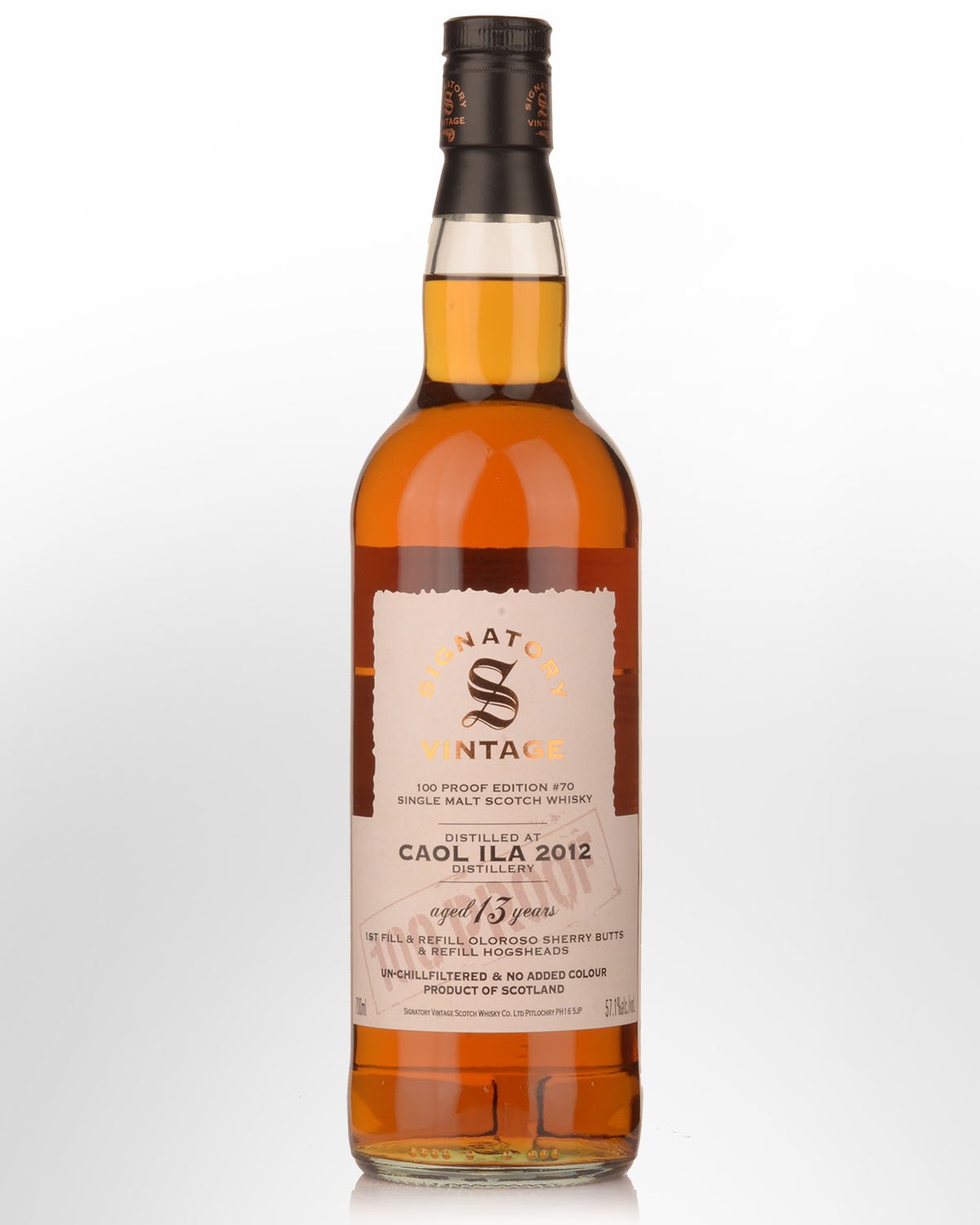 2012 Signatory Vintage Caol Ila 13 Year Old 100 Proof Edition #70 Single Malt Scotch Whisky (700ml)