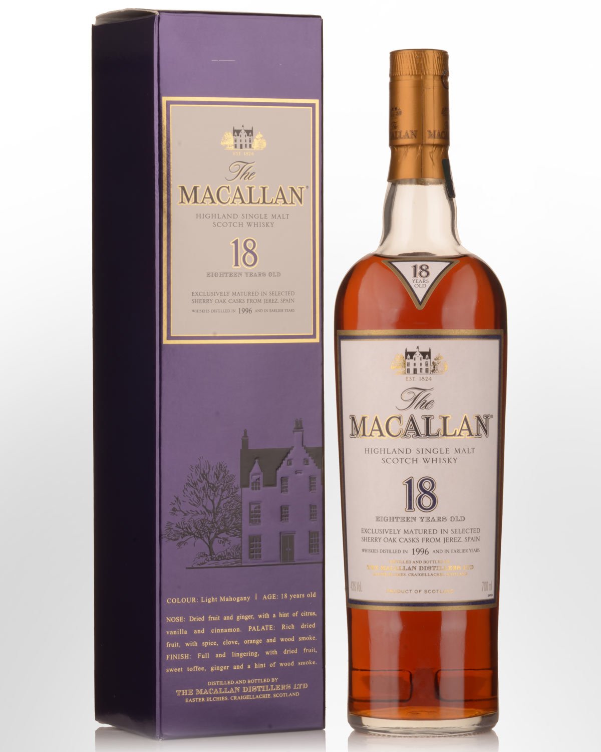 1996 The Macallan 18 Year Old Sherry Matured Single Malt Scotch Whisky (700ml) - LOW FILL