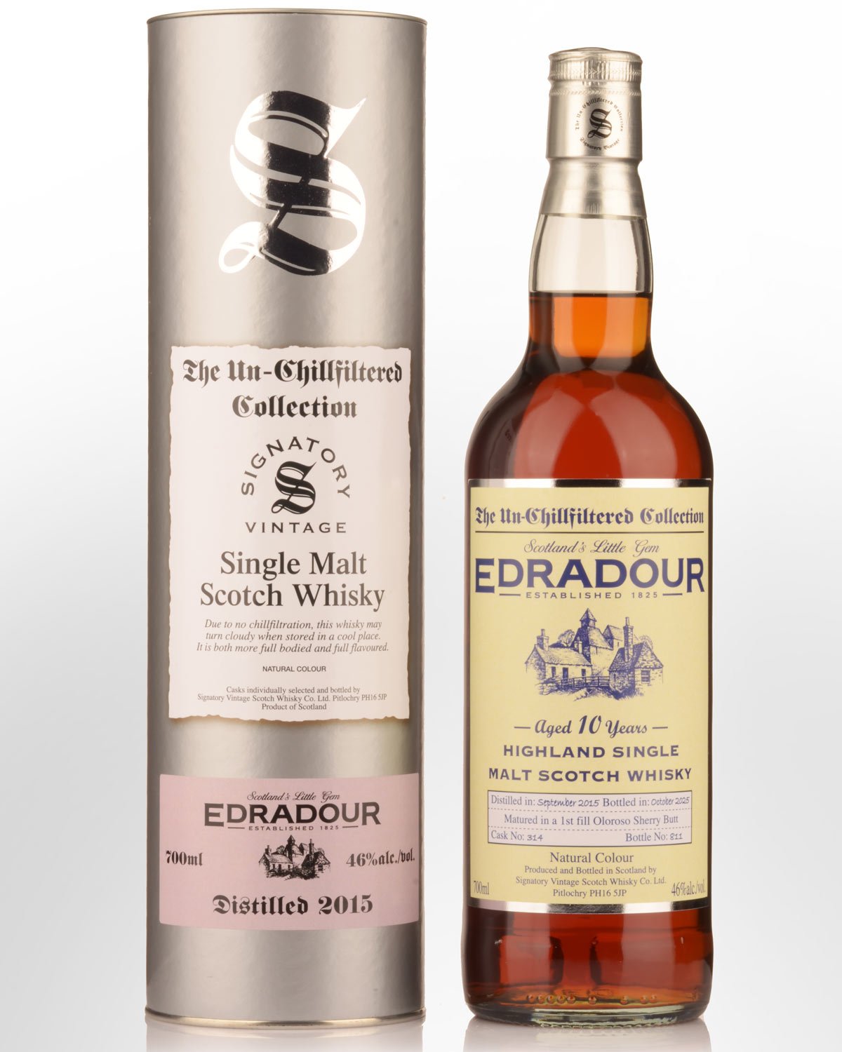 2015 Signatory Vintage The Un-Chillfiltered Collection Edradour 10 Year Old Single Malt Scotch Whisky (700ml)