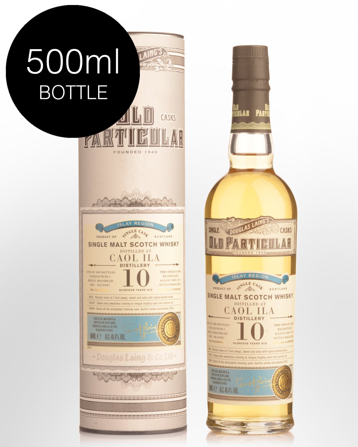2009 Douglas Laing & Co. Old Particular Single Cask Caol Ila 10 Year Old Single Malt Scotch Whisky (500ml)