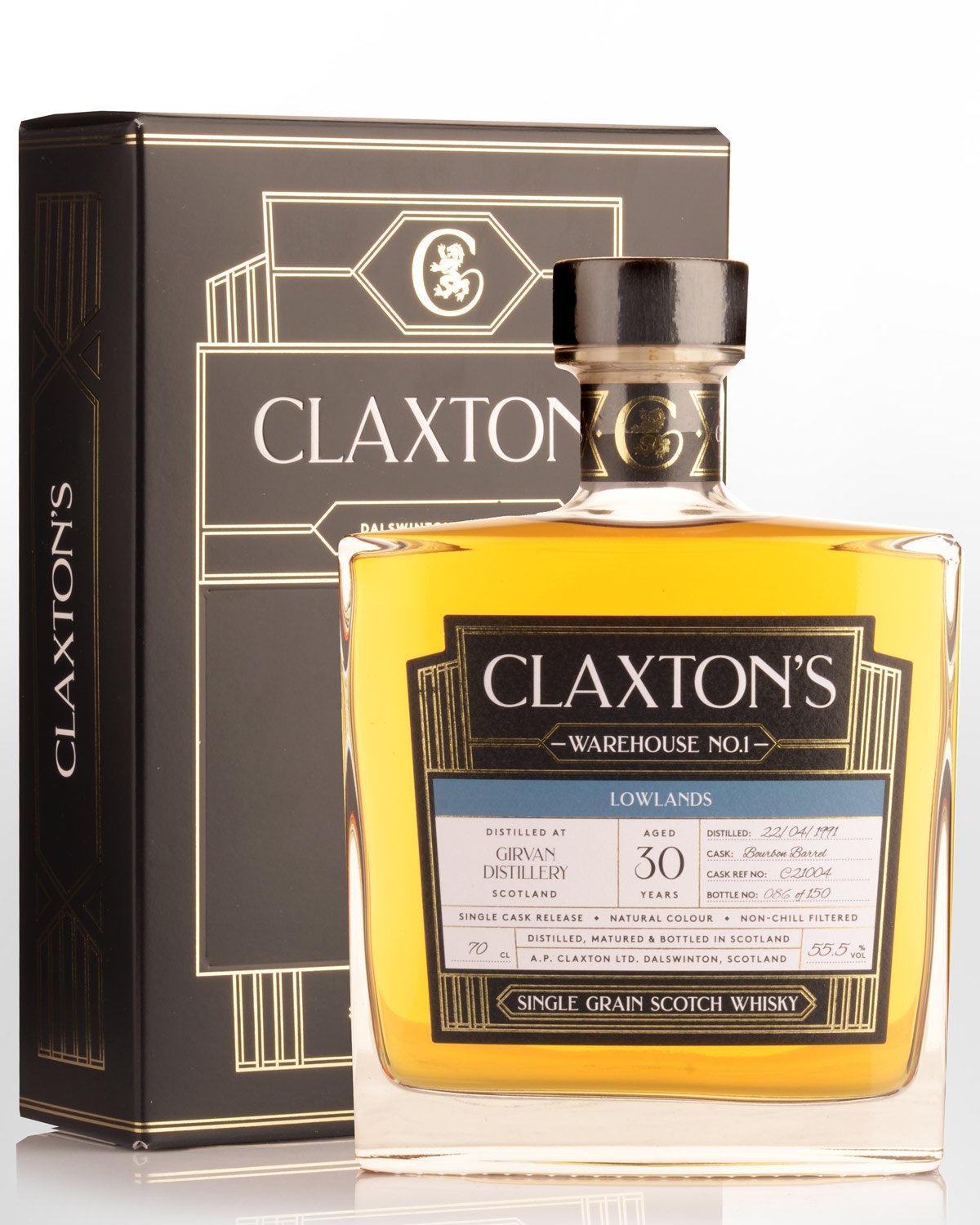 1991 Claxton's Warehouse No.1 Girvan 30 Year Old Cask Strength Single Grain Scotch Whisky (700ml)