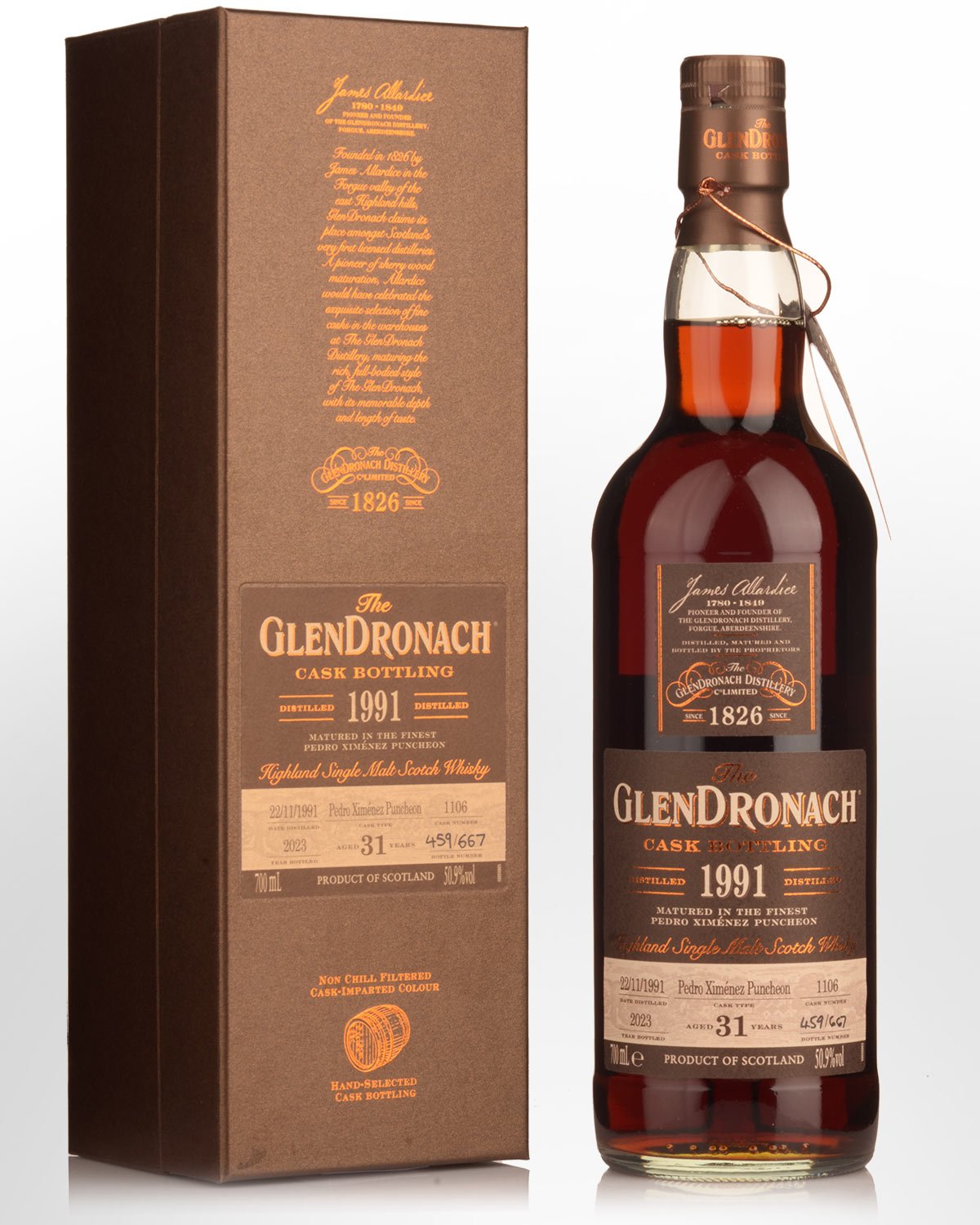 1991 Glendronach Single Cask No.1106 Pedro Ximenez Sherry Puncheon 31 Year Old Cask Strength Single Malt Scotch Whisky (700ml)