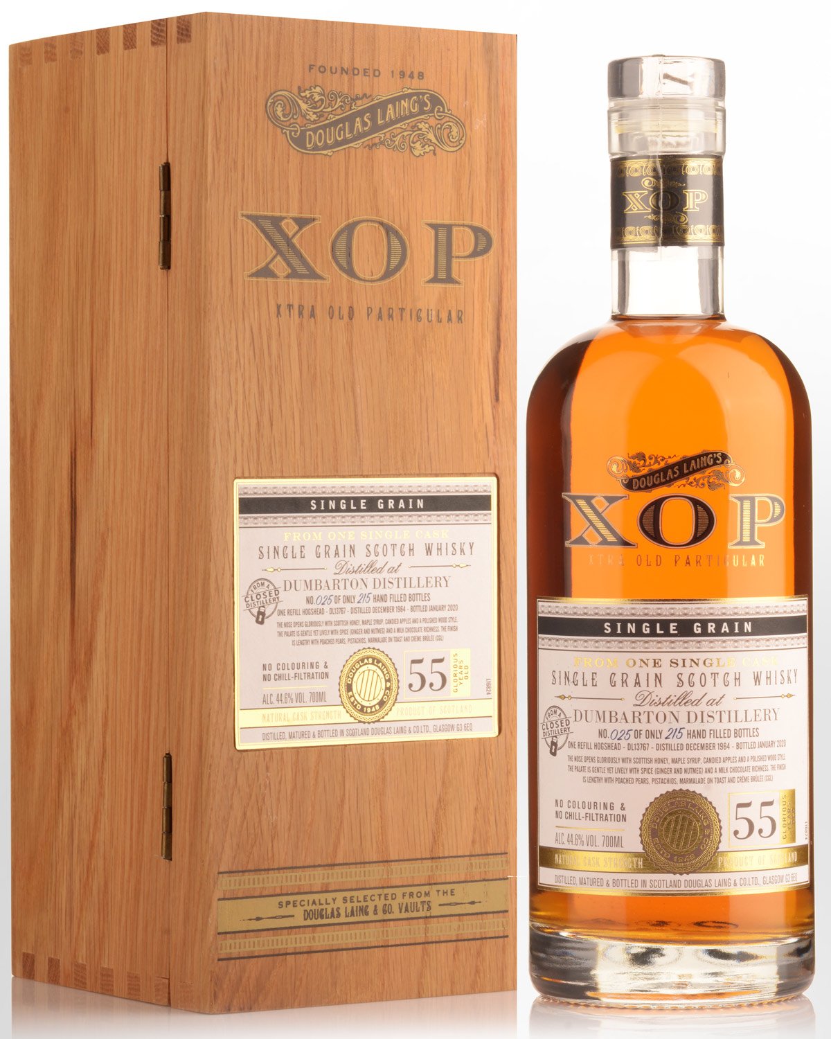 1964 Douglas Laing & Co. XOP Xtra Old Particular Dumbarton 55 Year Old Single Cask Limited Release Cask Strength Single Grain Scotch Whisky (700ml)