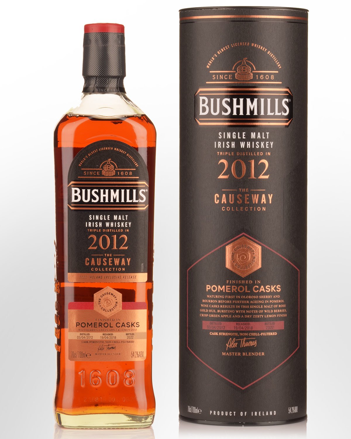 2012 Bushmills Causeway Collection Pomerol Cask Finish Cask Strength Single Malt Irish Whiskey (700ml)