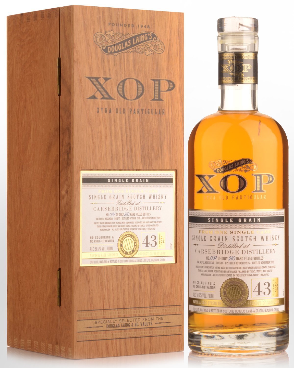 1976 Douglas Laing & Co. XOP Xtra Old Particular Carsebridge 43 Year Old Single Cask Limited Release Cask Strength Single Grain Scotch Whisky (700ml)