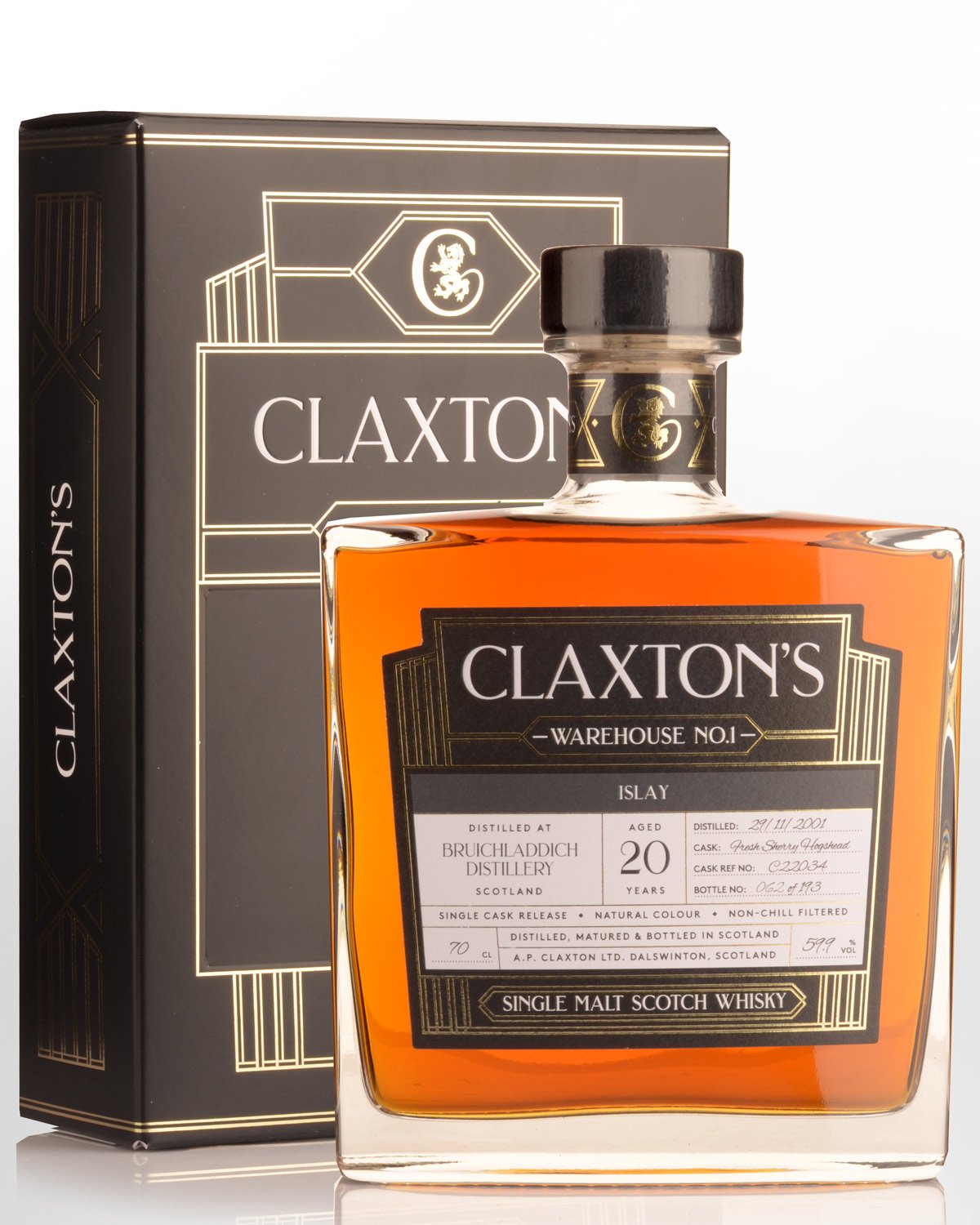 2001 Claxton's Warehouse No.1 Bruichladdich 20 Year Old Cask Strength Single Malt Scotch Whisky (700ml)