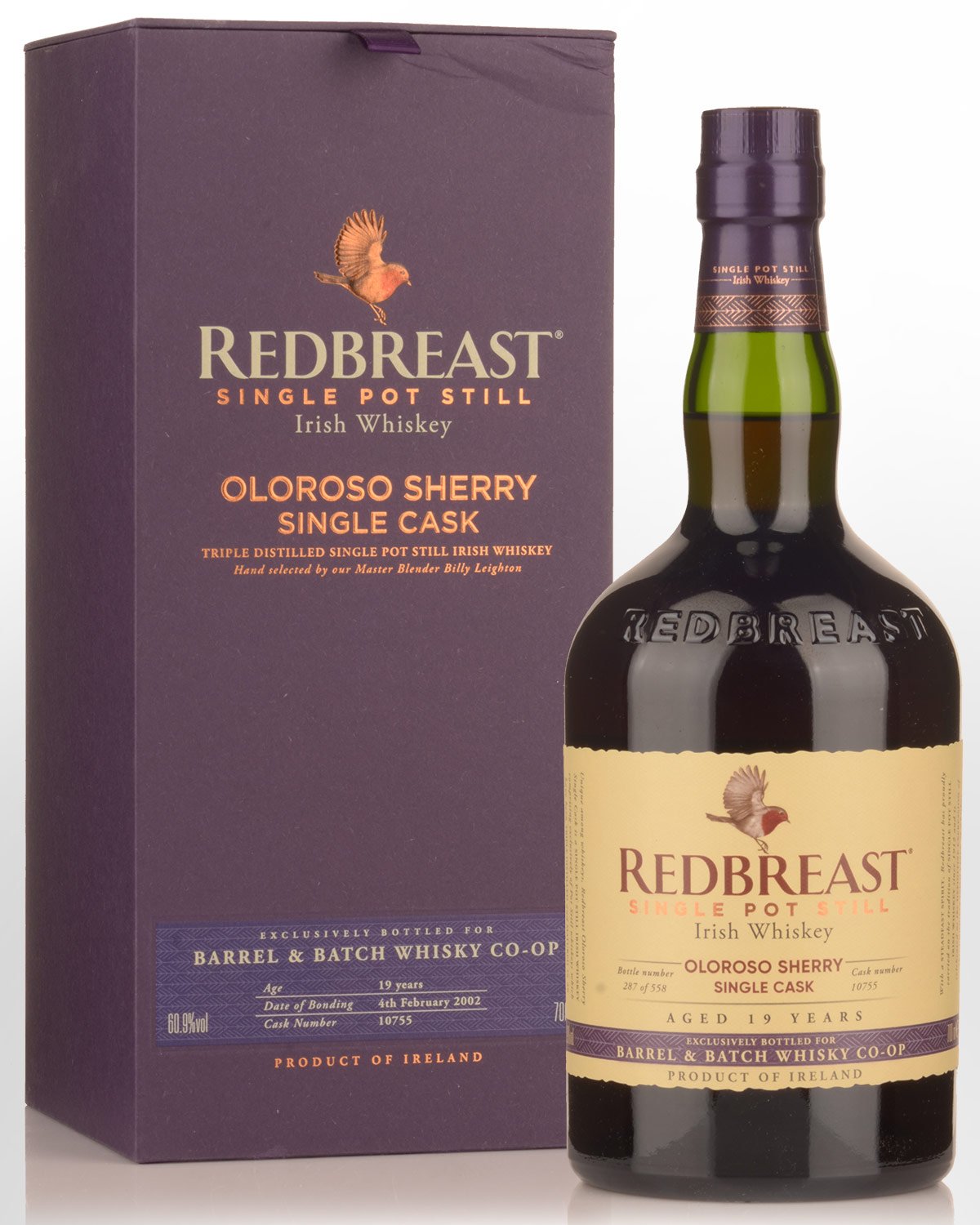 2002 Redbreast 19 Year Old Single Cask No. 10755 Cask Strength Single Pot Still Irish Whiskey (700ml)