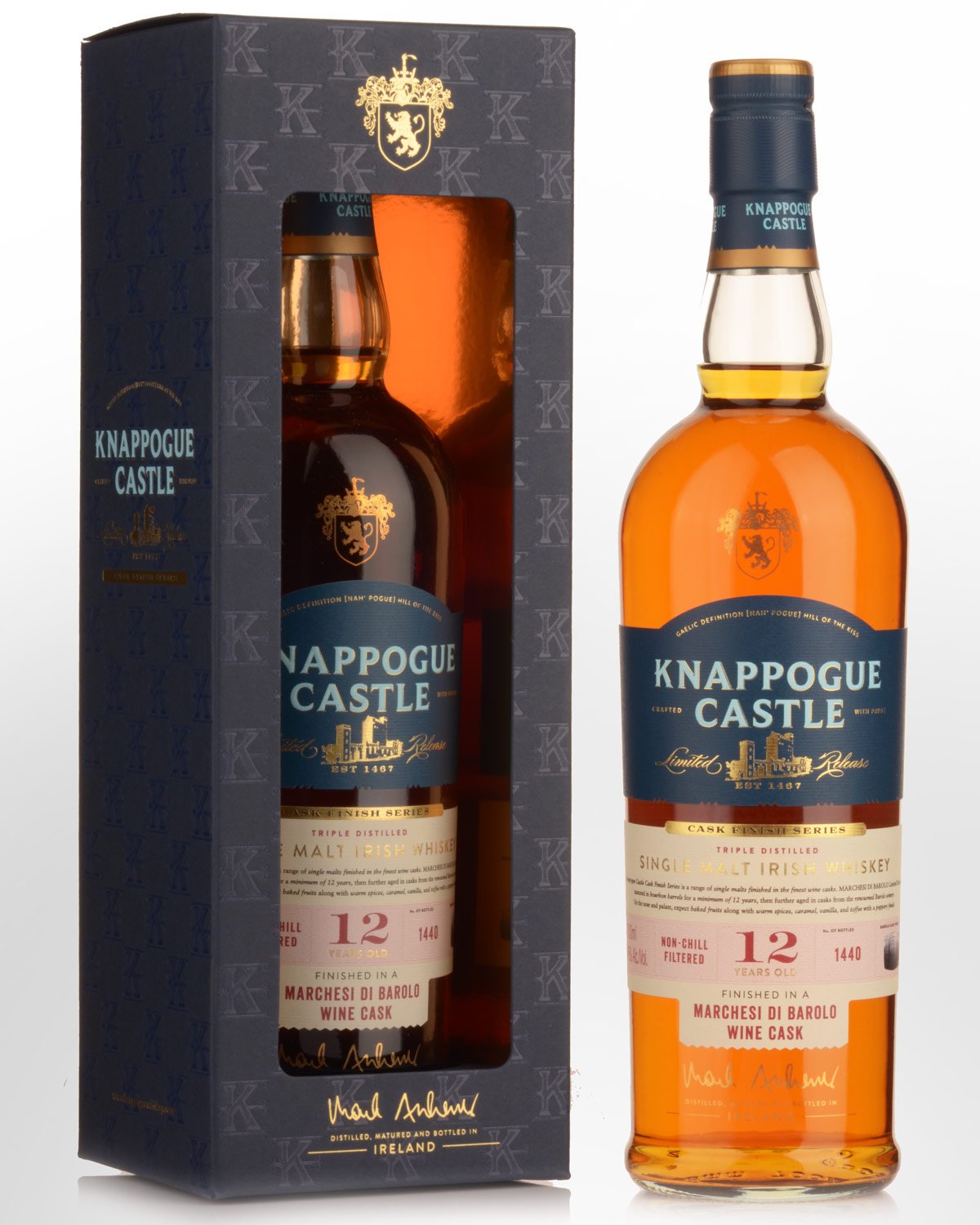 Knappogue Castle Barolo Cask Finish 12 Year Old Single Malt Irish Whiskey (700ml)