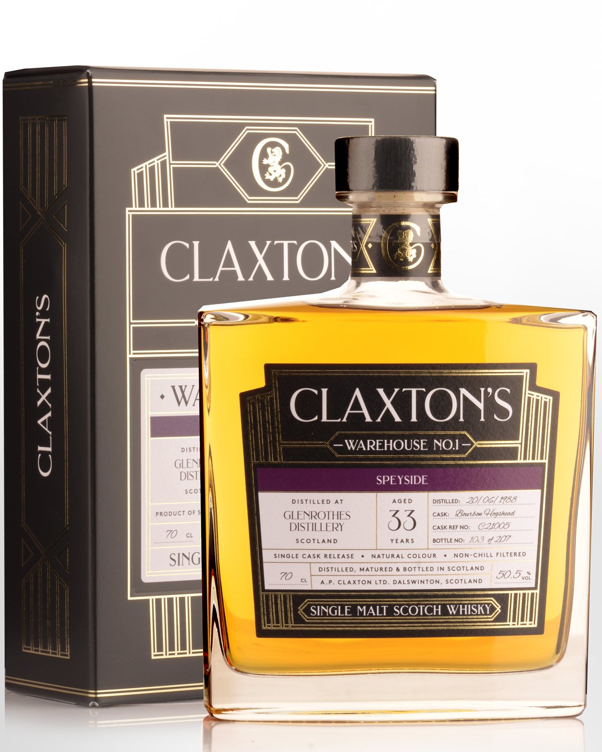 1988 Claxton's Warehouse No.1 Glenrothes 33 Year Old Cask Strength Single Malt Scotch Whisky (700ml)