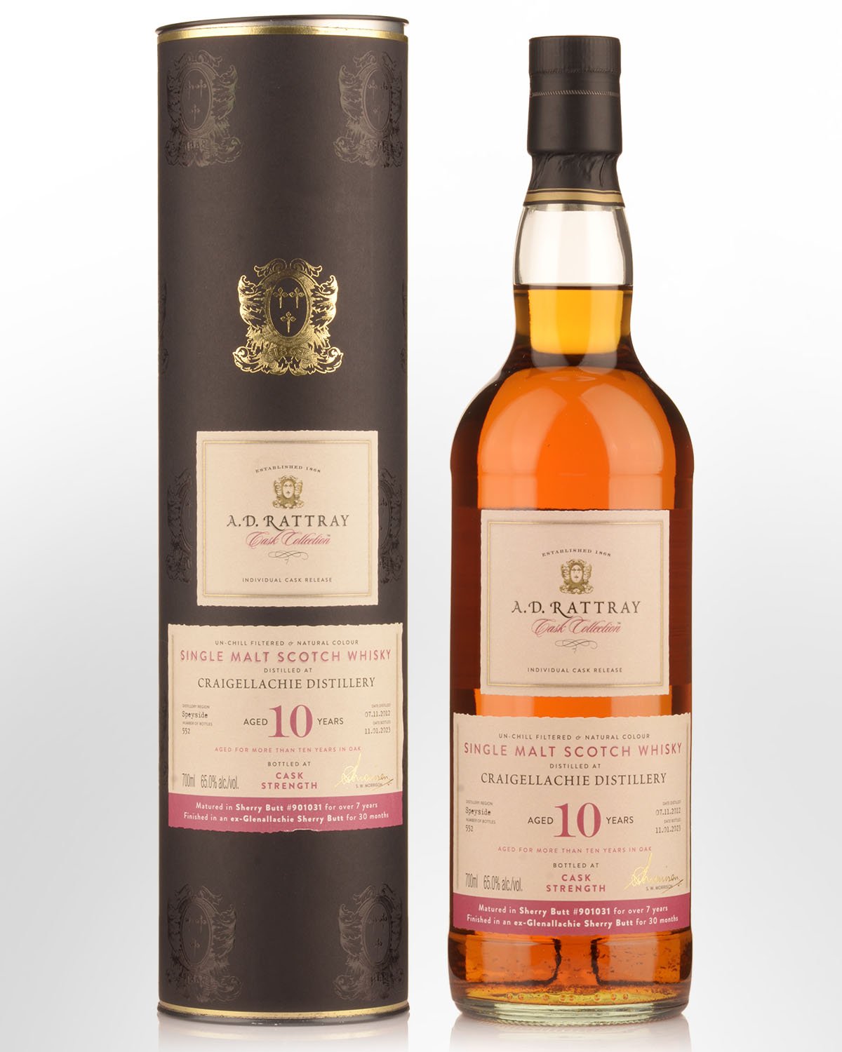 2012 A.D. Rattray Cask Collection Craigellachie 10 Year Old Cask Strength Single Malt Scotch Whisky (700ml)