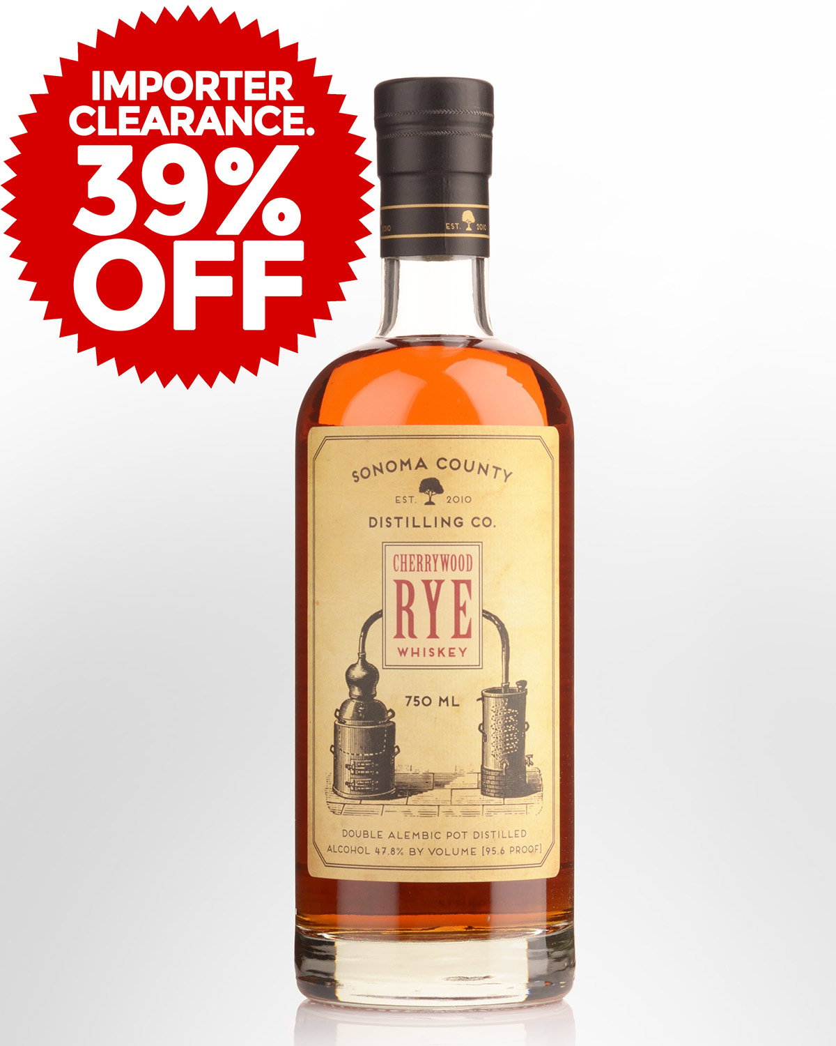 Sonoma County Distilling Co. Cherrywood Rye Whiskey (750ml)