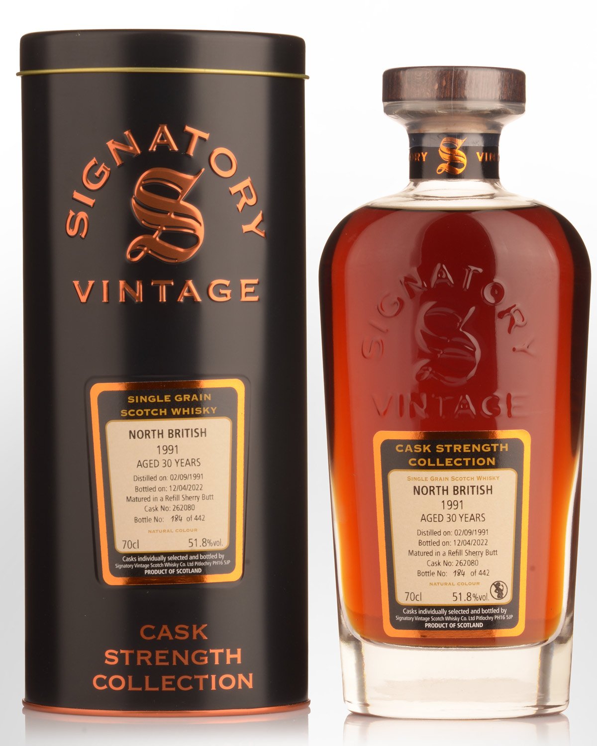 1991 Signatory Vintage North British 30 Year Old Cask Strength Single Grain Scotch Whisky (700ml)