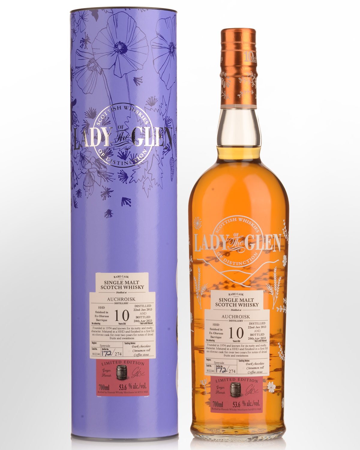 2013 Lady of the Glen Auchroisk Single Cask #802246 10 Year Old Cask Strength Single Malt Scotch Whisky (700ml)