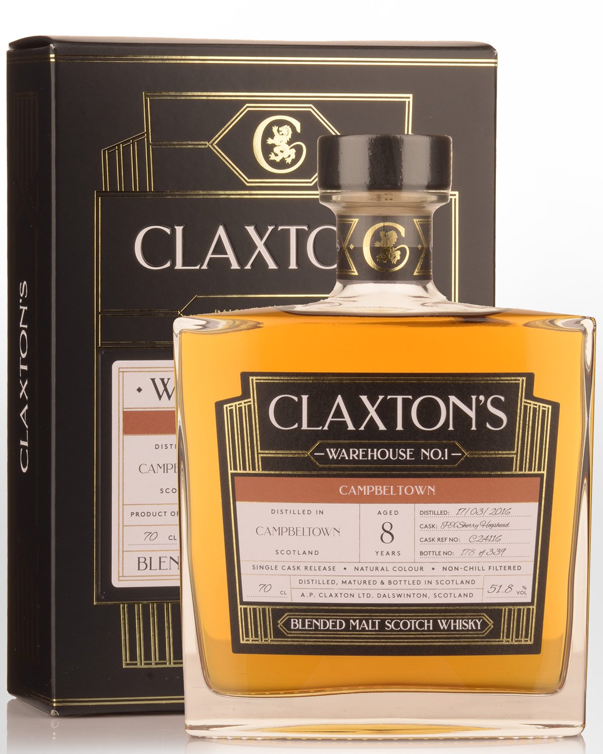 2016 Claxton's Warehouse No.1 Campbeltown 8 Year Old Cask Strength Blended Malt Scotch Whisky (700ml)