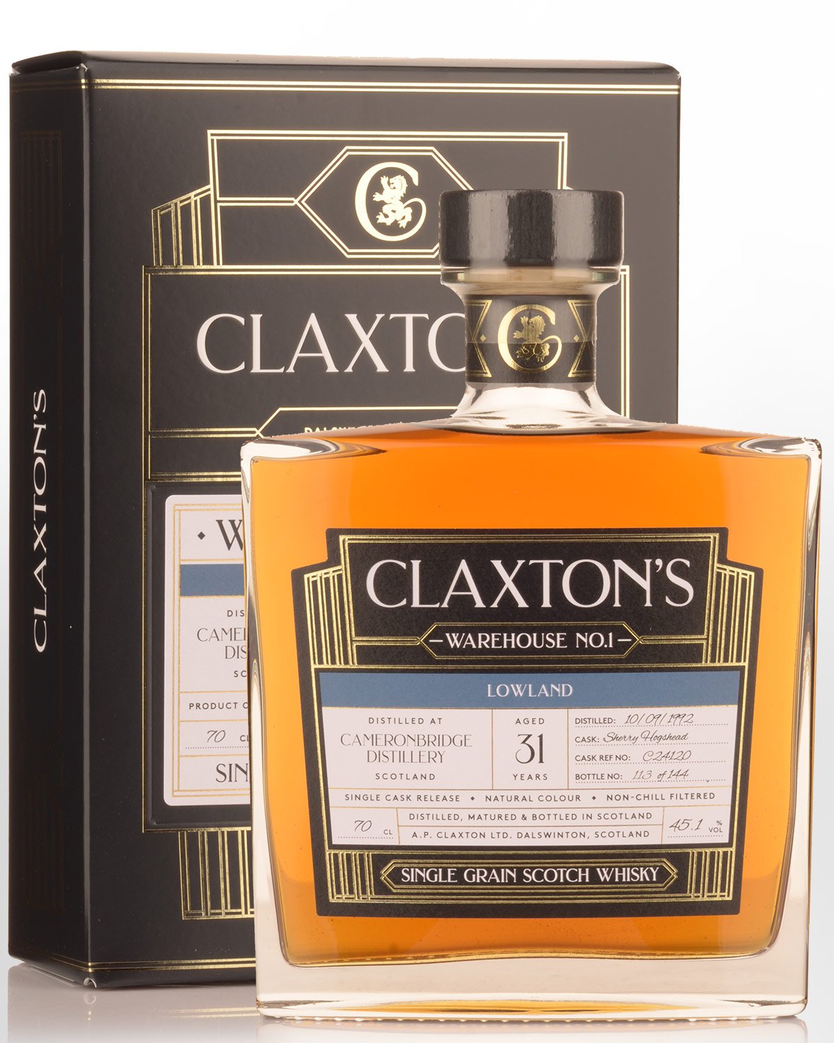 1992 Claxton's Warehouse No.1 Cameronbridge 31 Year Old Cask Strength Single Grain Scotch Whisky (700ml)
