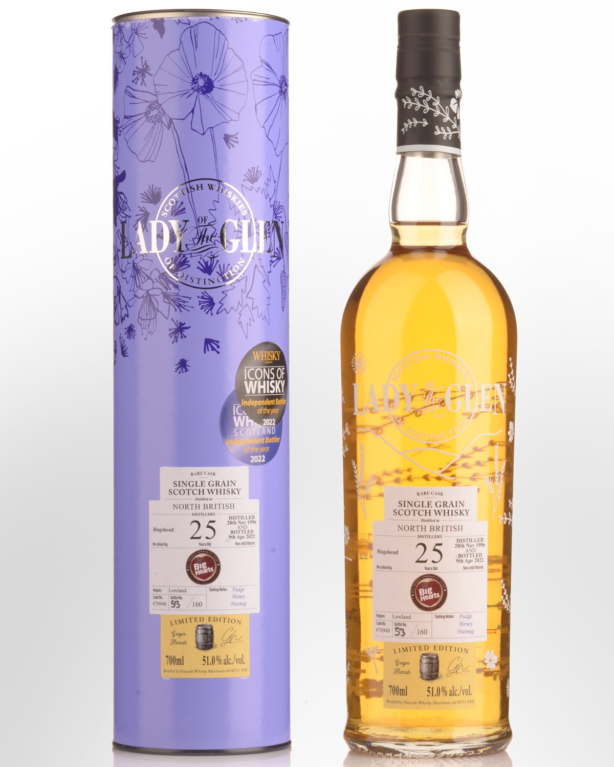 1996 Lady of the Glen North British Single Cask #70948 25 Year Old Cask Strength Single Grain Scotch Whisky (700ml)