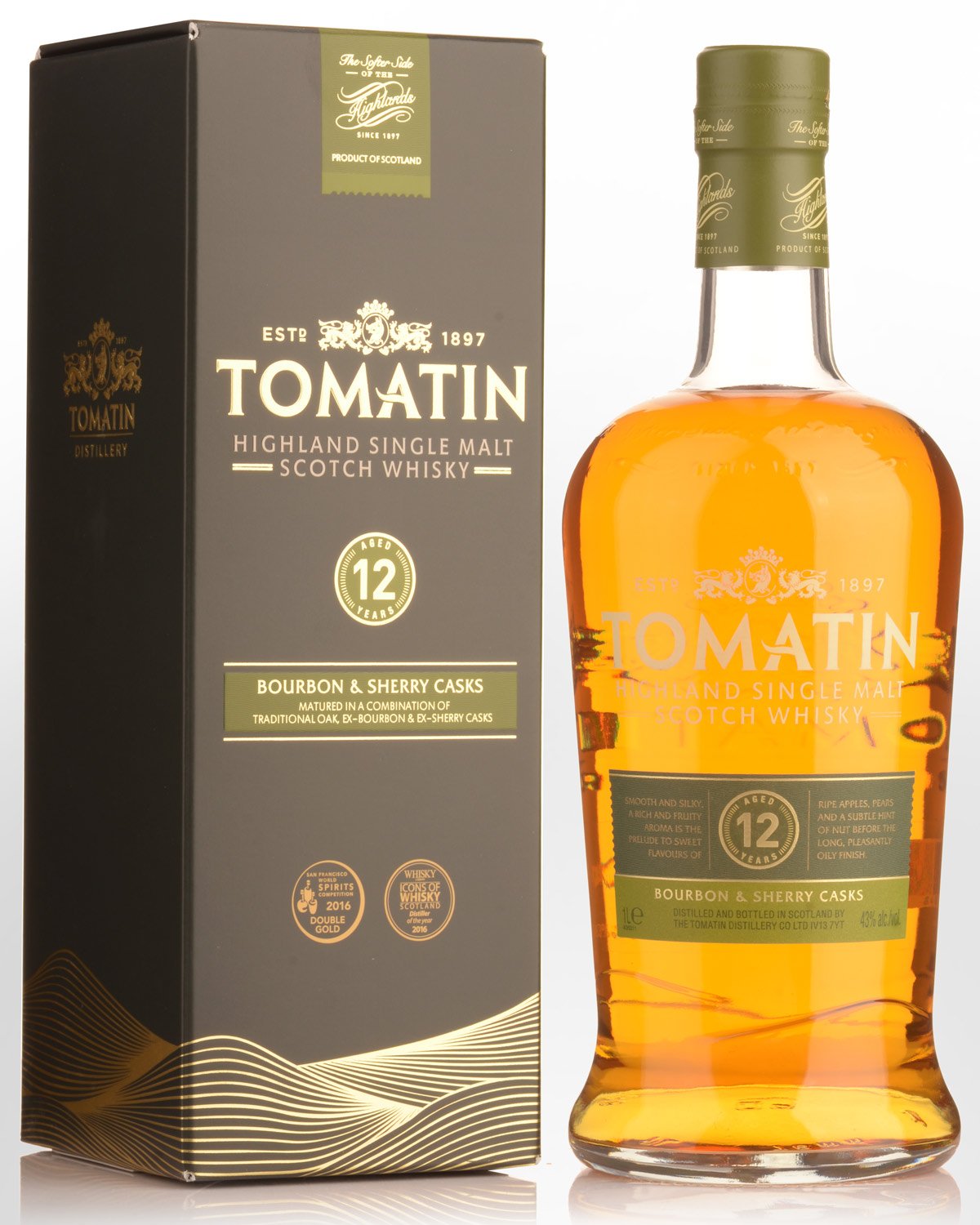 Tomatin Bourbon & Sherry Casks 12 Year Old Single Malt Scotch Whisky (1000ml)