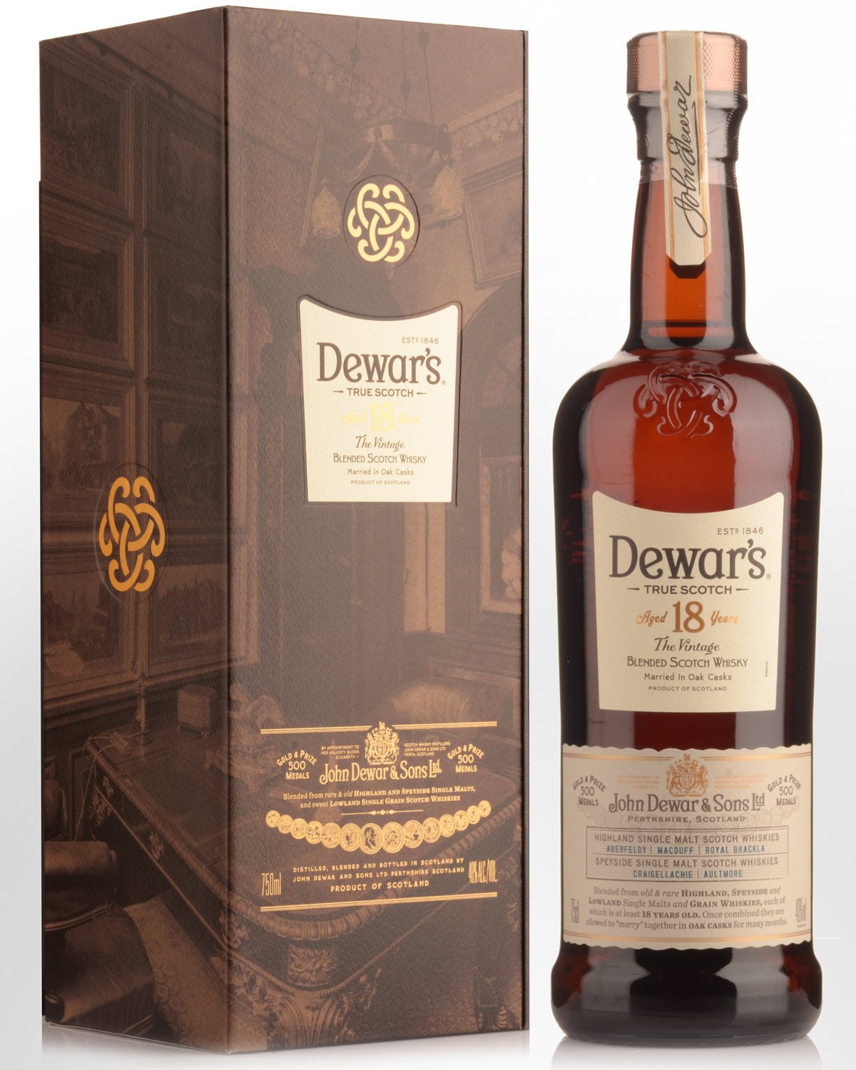 Dewar's 18 Year Old The Vintage Blended Scotch Whisky (750ml)