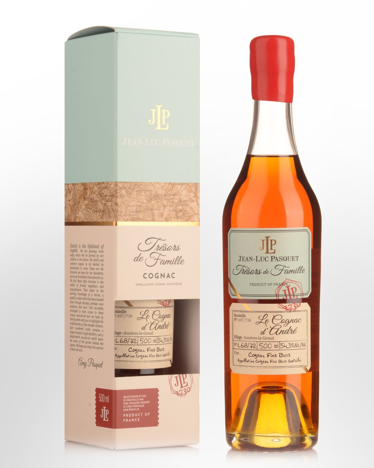 Jean Luc Pasquet Tresors de Famille L.68/72 Le Cognac d'Andre Single Estate Fins Bois Cognac (500ml)