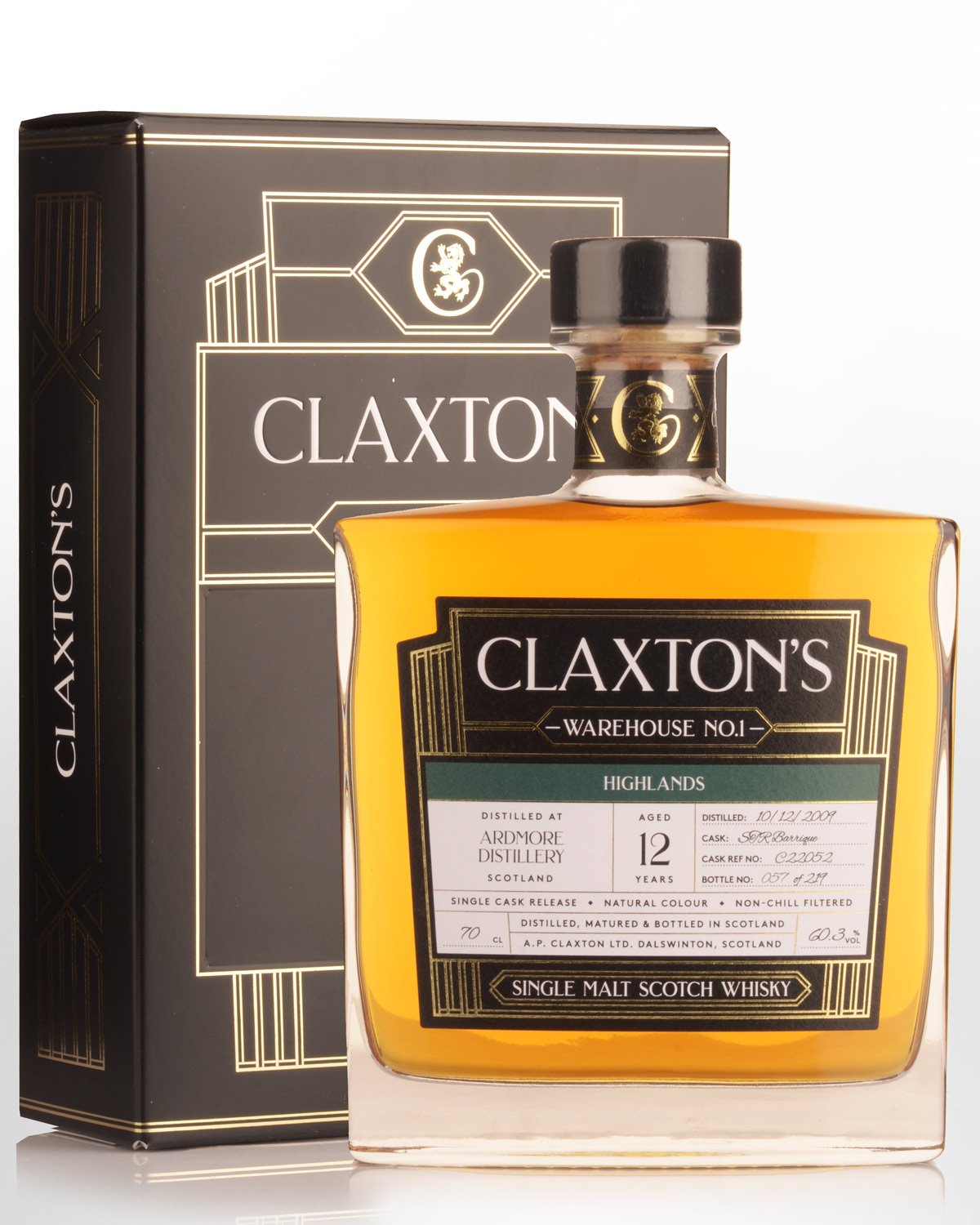 2009 Claxton's Warehouse No.1 Ardmore 12 Year Old Cask Strength Single Malt Scotch Whisky (700ml) - 60.3%