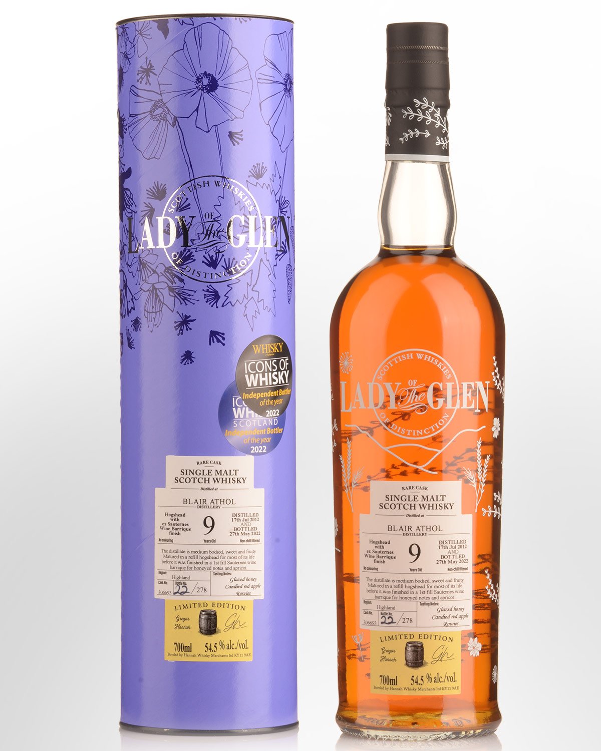 2012 Lady of the Glen Blair Athol Single Cask #306693 9 Year Old Cask Strength Single Malt Scotch Whisky (700ml)