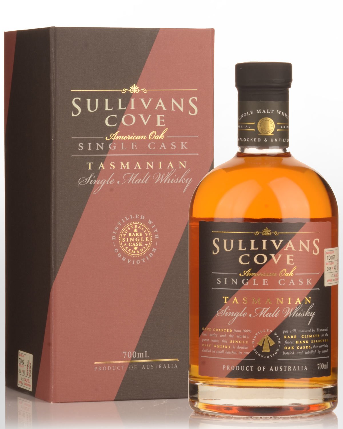 Sullivans Cove Single Cask TD0062 American Oak Second Fill Single Malt Australian Whisky (700ml)