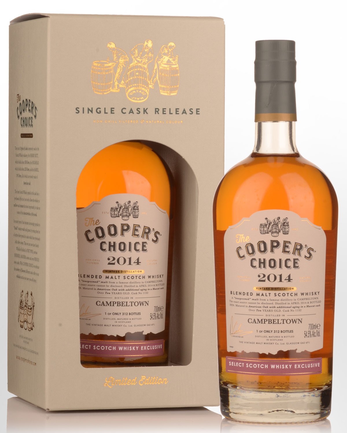 2014 Cooper's Choice Campbeltown 10 Year Old Australian Exclusive Cask Strength Blended Malt Scotch Whisky (700ml)