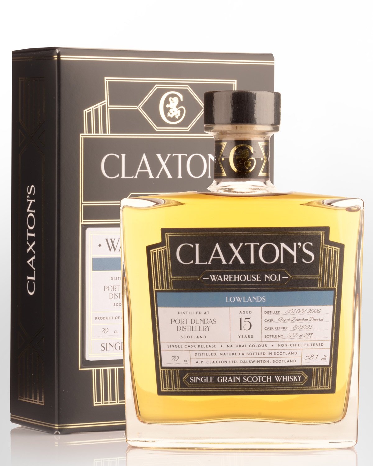 2006 Claxton's Warehouse No.1 Port Dundas 15 Year Old Cask Strength Single Grain Scotch Whisky (700ml)