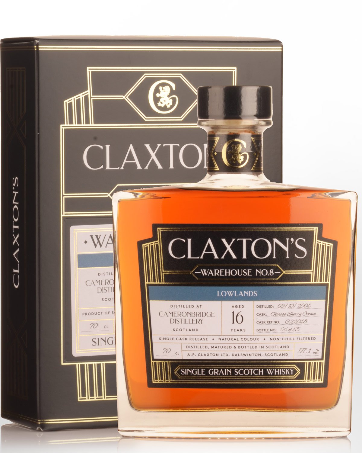 2006 Claxton's Warehouse No.8 Cameronbridge 16 Year Old Cask Strength Single Grain Scotch Whisky (700ml)