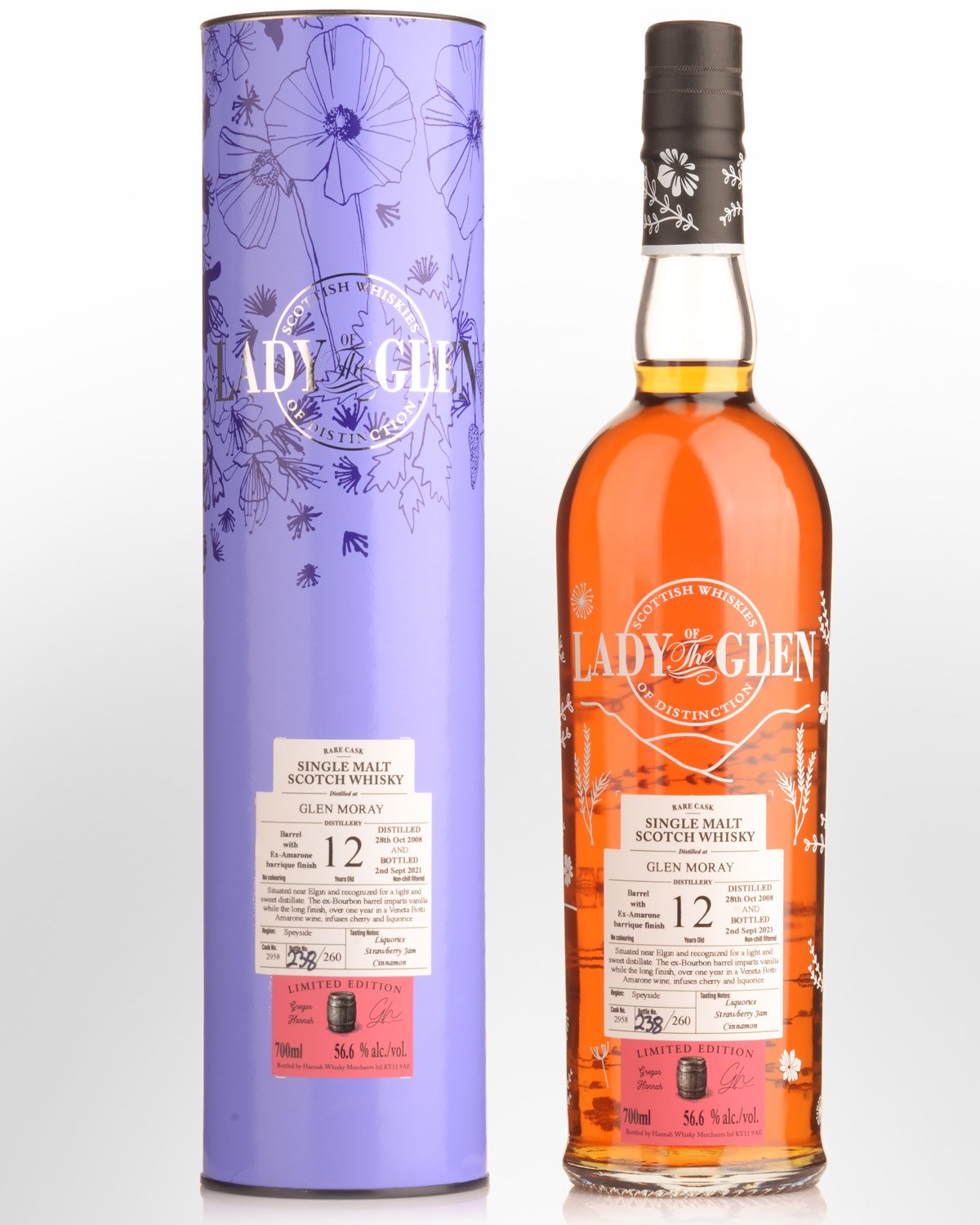 2008 Lady of the Glen Glen Moray Single Cask #2958 12 Year Old Cask Strength Single Malt Scotch Whisky (700ml)