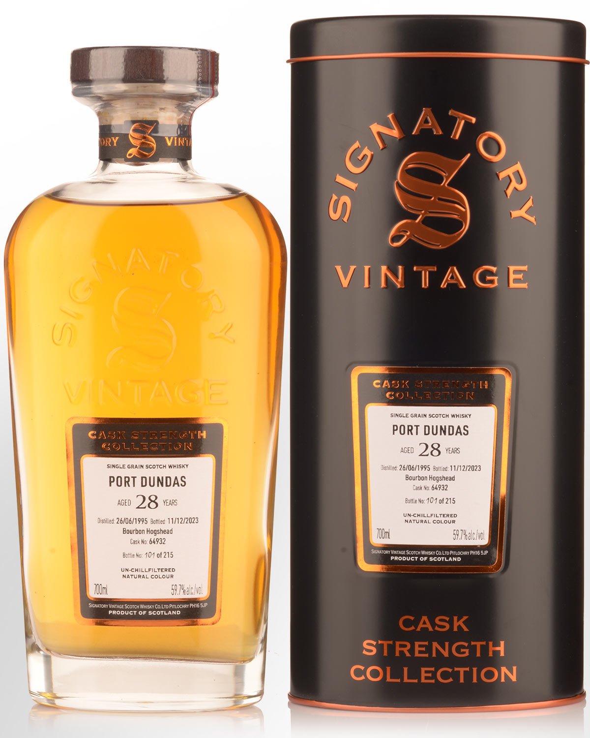 1995 Signatory Vintage Port Dundas 28 Year Old Cask Strength Single Grain Scotch Whisky (700ml)