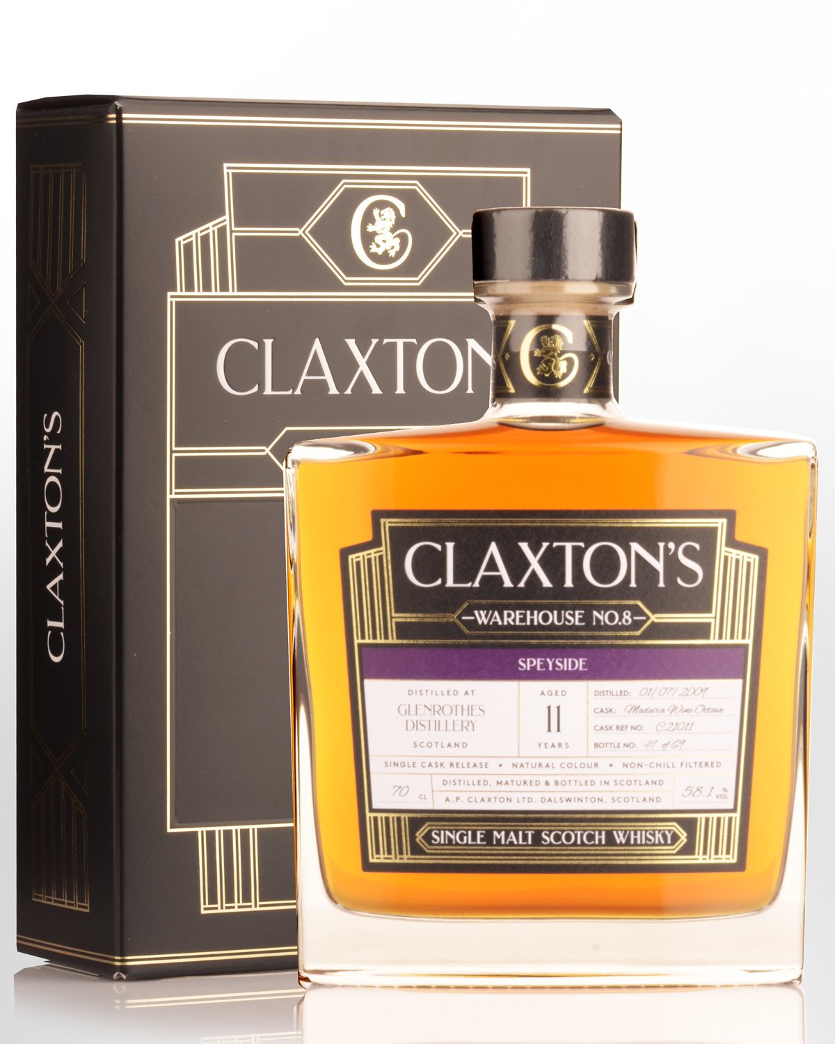 2009 Claxton's Warehouse No.8 Glenrothes 11 Year Old Cask Strength Single Malt Scotch Whisky (700ml)