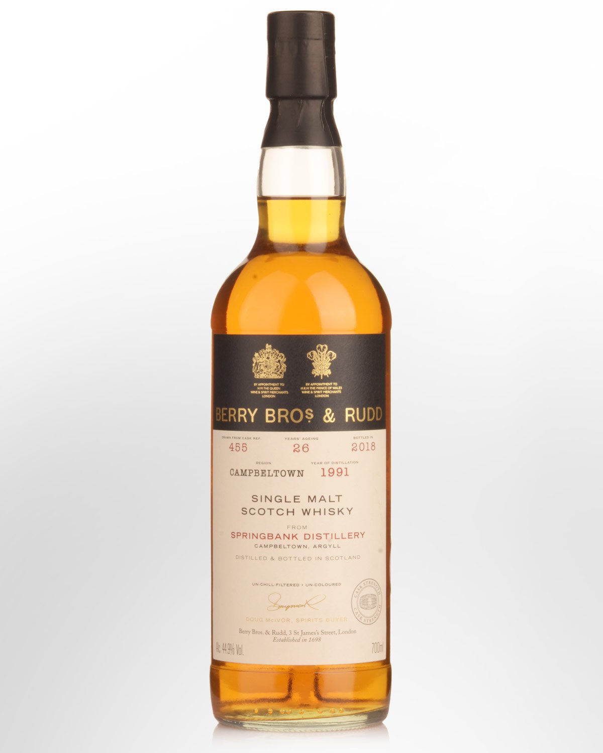 1991 Berry Bros & Rudd Springbank 26 Year Old Cask Strength Single Malt Scotch Whisky (700ml)