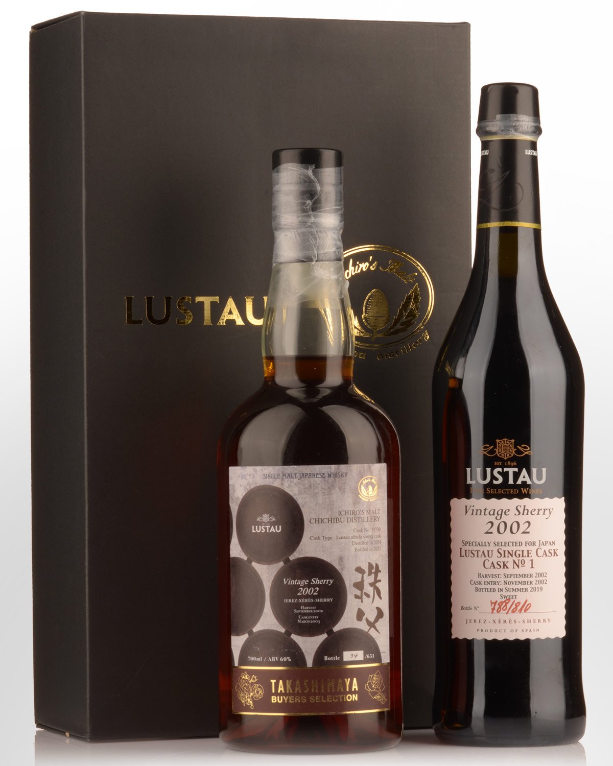 2014 Chichibu Distillery Single Sweet Sherry Cask Single Malt Japanese Whisky (700ml) & 2002 Lustau Vintage Sweet Sherry (500ml)