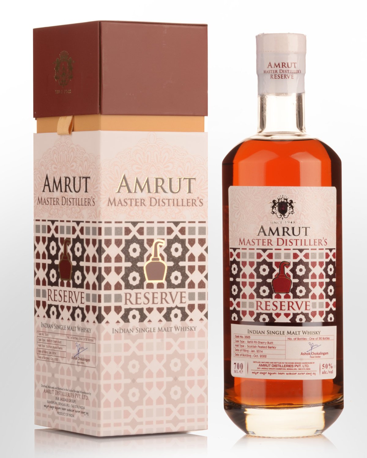 2014 Amrut Master Distiller's Reserve 8 Year Old Single Cask Single Malt Indian Whisky (700ml)