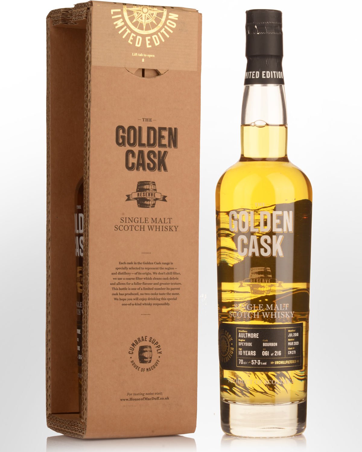 2010 House of MacDuff The Golden Cask Aultmore 10 Year Old Cask Strength Single Malt Scotch Whisky (700ml)