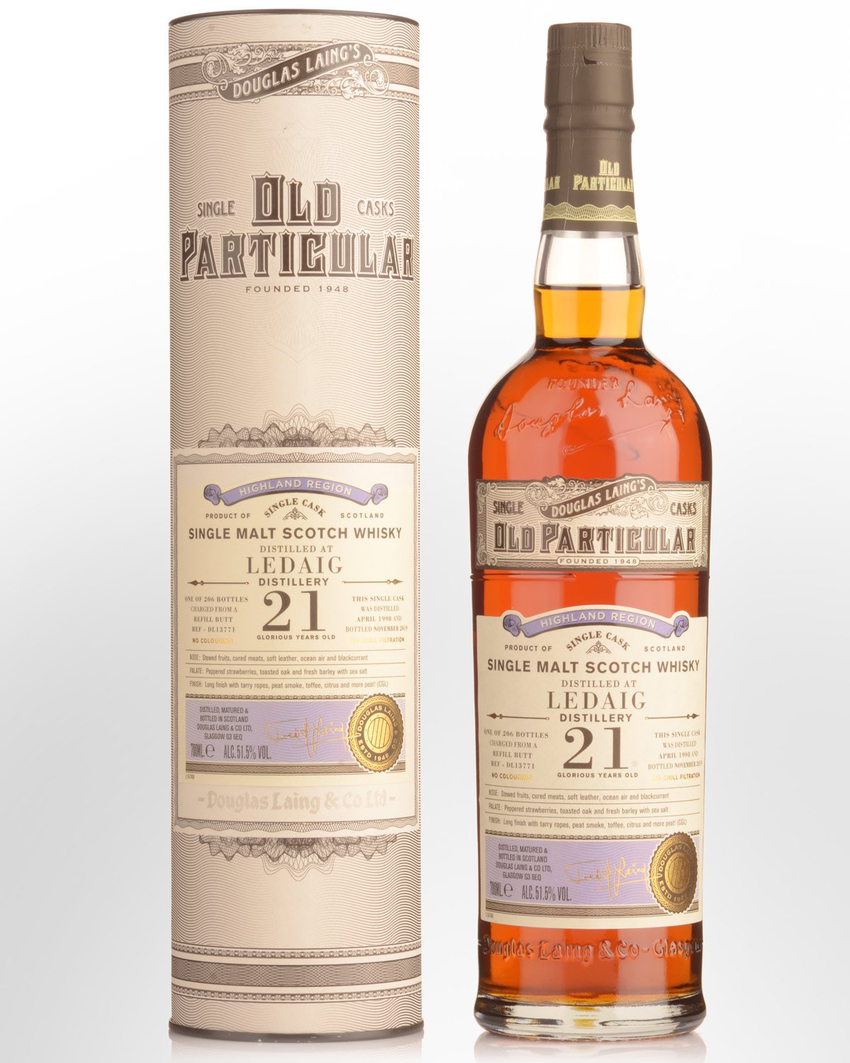 1998 Douglas Laing & Co. Old Particular Single Cask Ledaig 21 Year Old Single Malt Scotch Whisky (700ml)