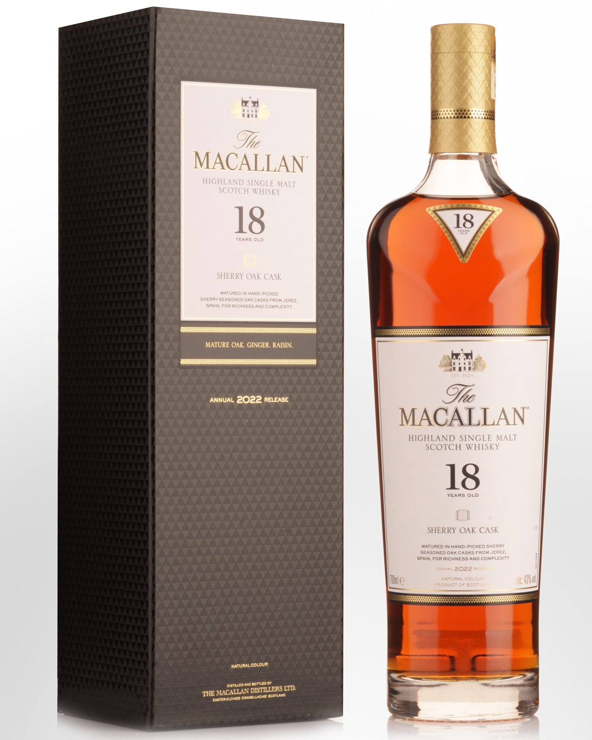 The Macallan Sherry Oak Cask 18 Year Old Single Malt Scotch Whisky (700ml) - Annual 2022 Release