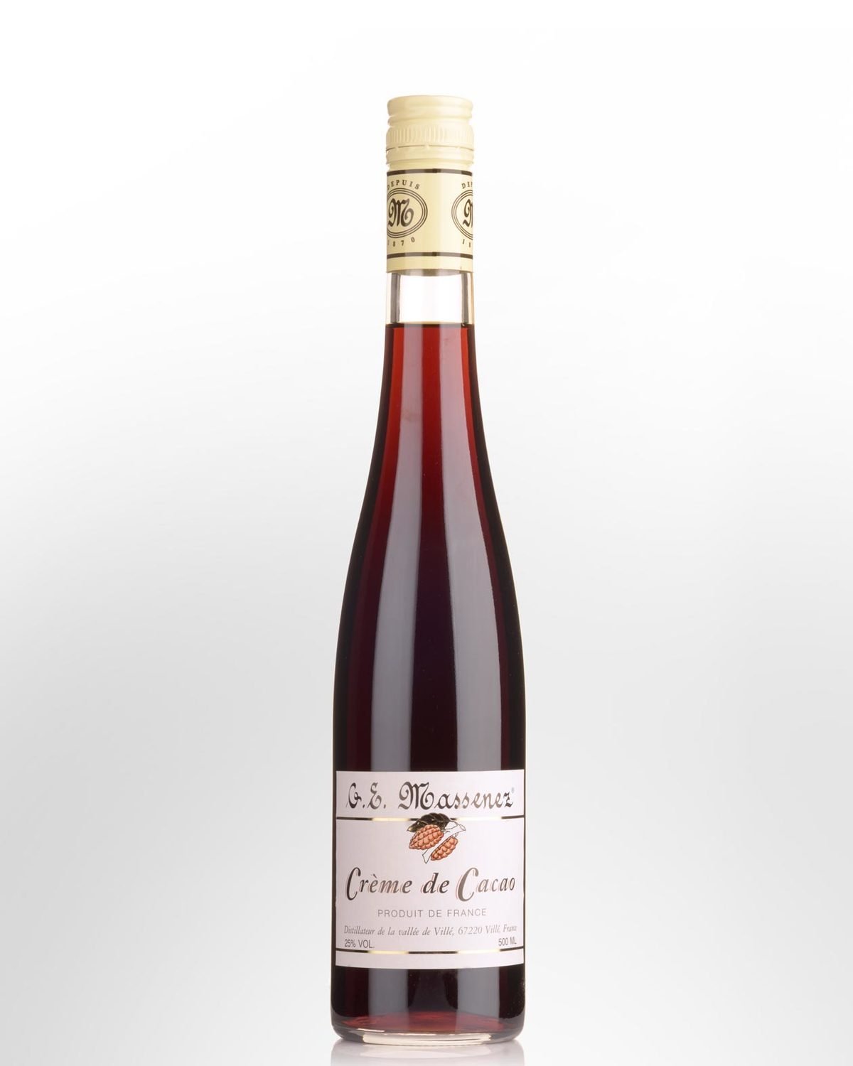 G.E. Massenez Creme de Cacao (Cocoa) Liqueur (500ml) - DAMAGED LABEL