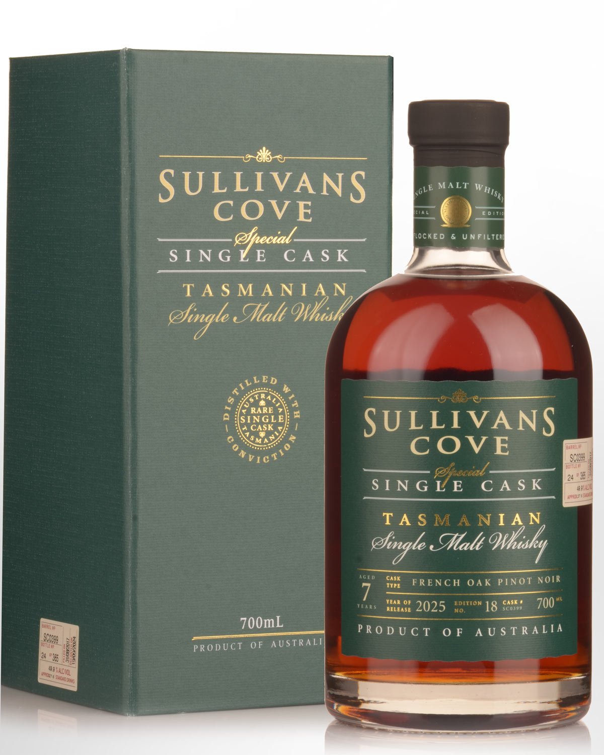 Sullivans Cove Special Single Cask SC0399 Single Malt Australian Whisky (700ml)