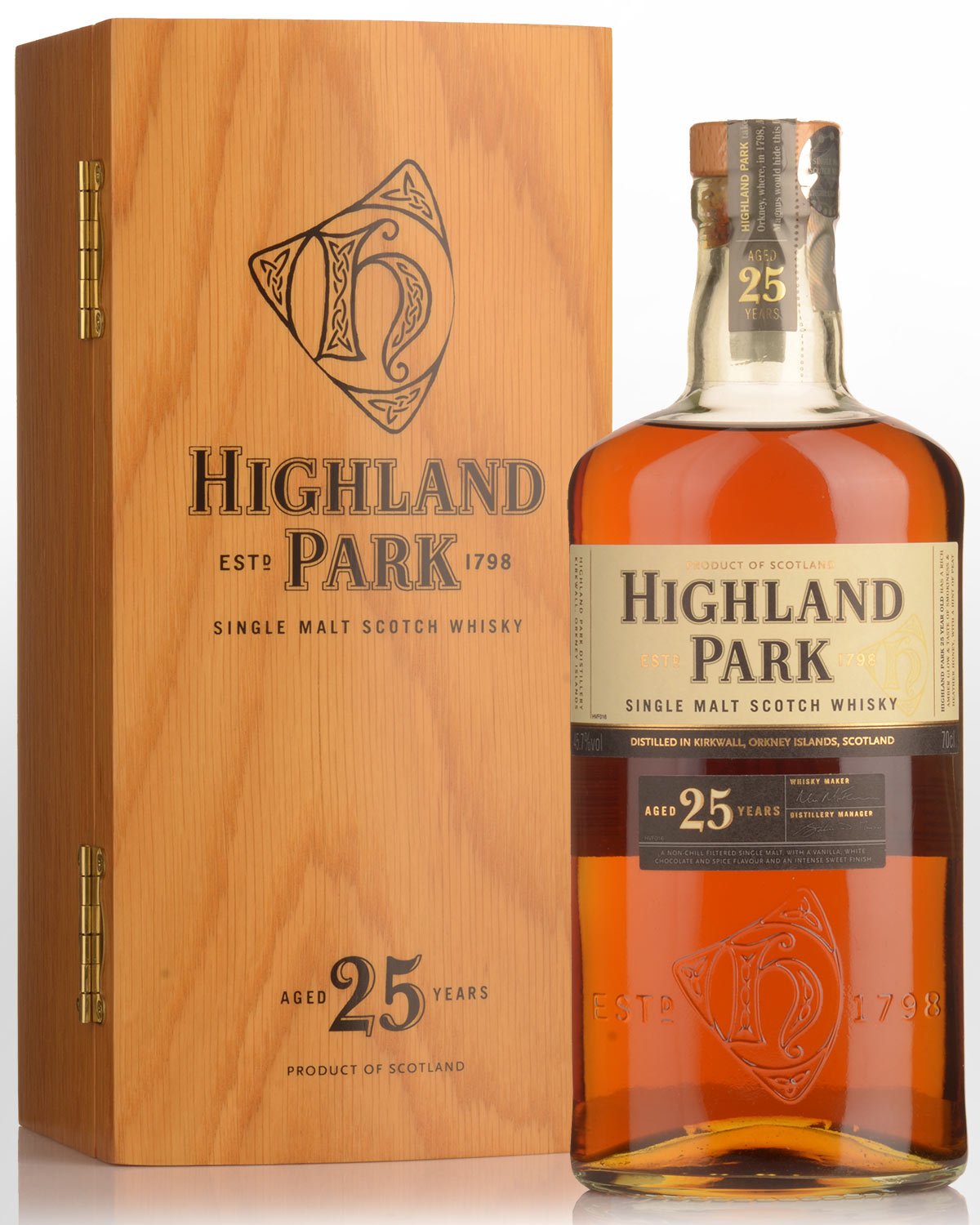 Highland Park 25 Year Old (Timber Box) Single Malt Scotch Whisky (700ml)
