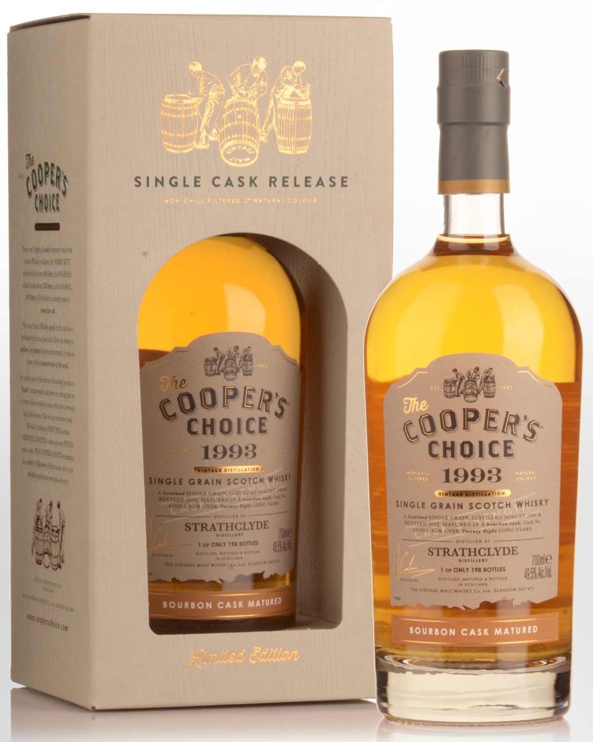 1993 Cooper's Choice Strathclyde 28 Year Old Cask Strength Single Grain Scotch Whisky (700ml)