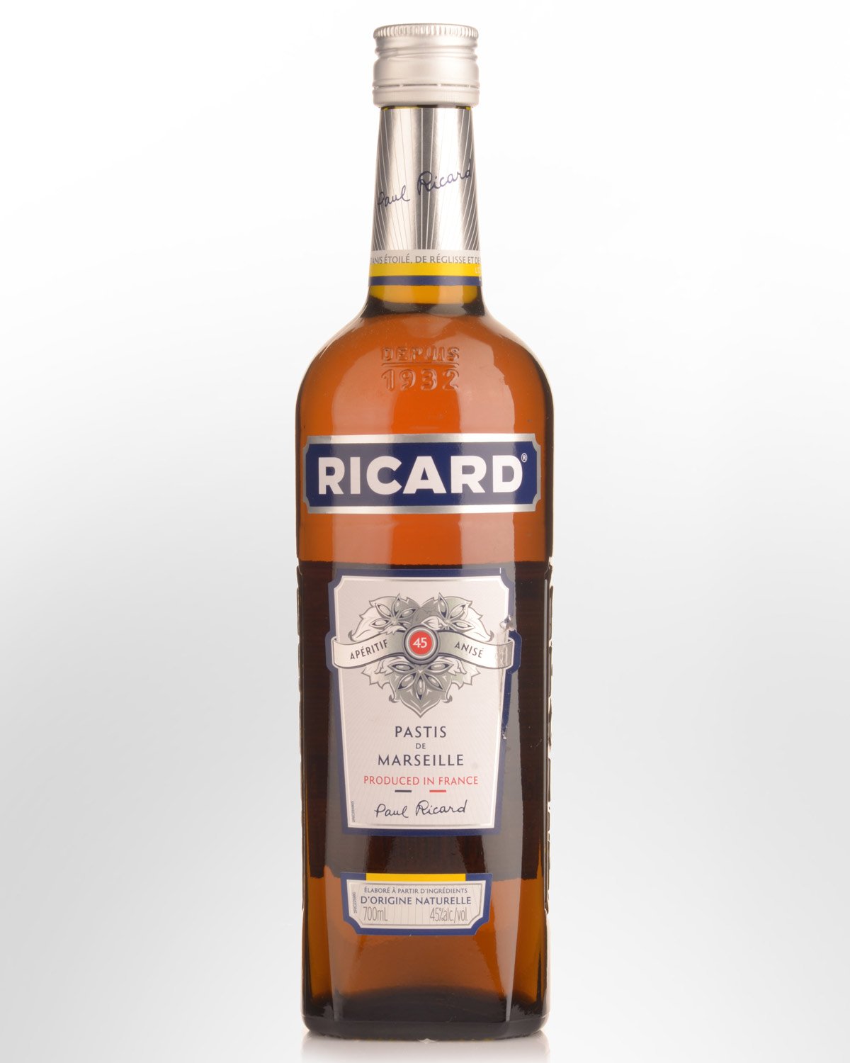 Ricard 45 Pastis de Marseilles Aperitif Anis (700ml)