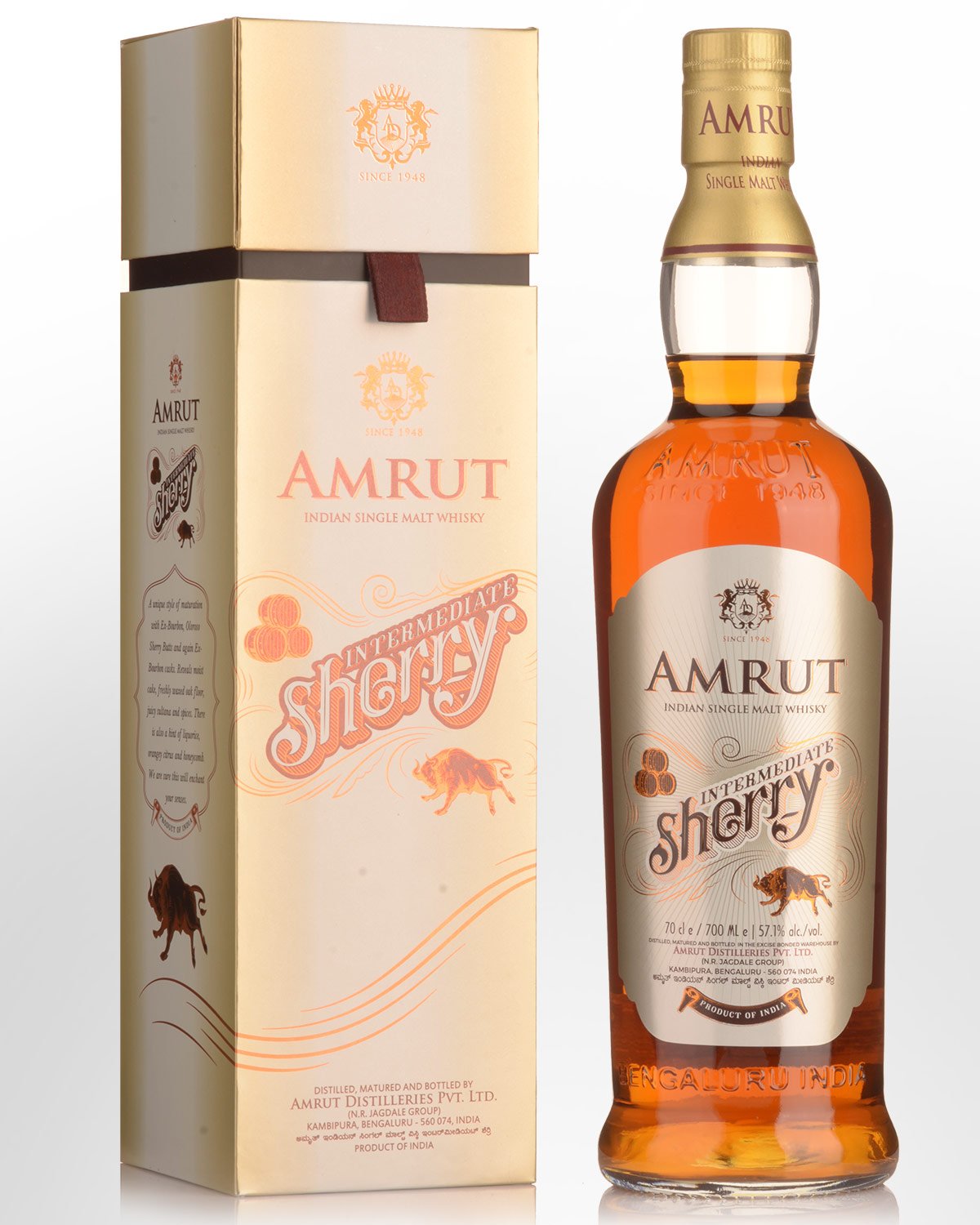 Amrut Intermediate Sherry Matured Cask Strength Single Malt Indian Whisky (700ml)