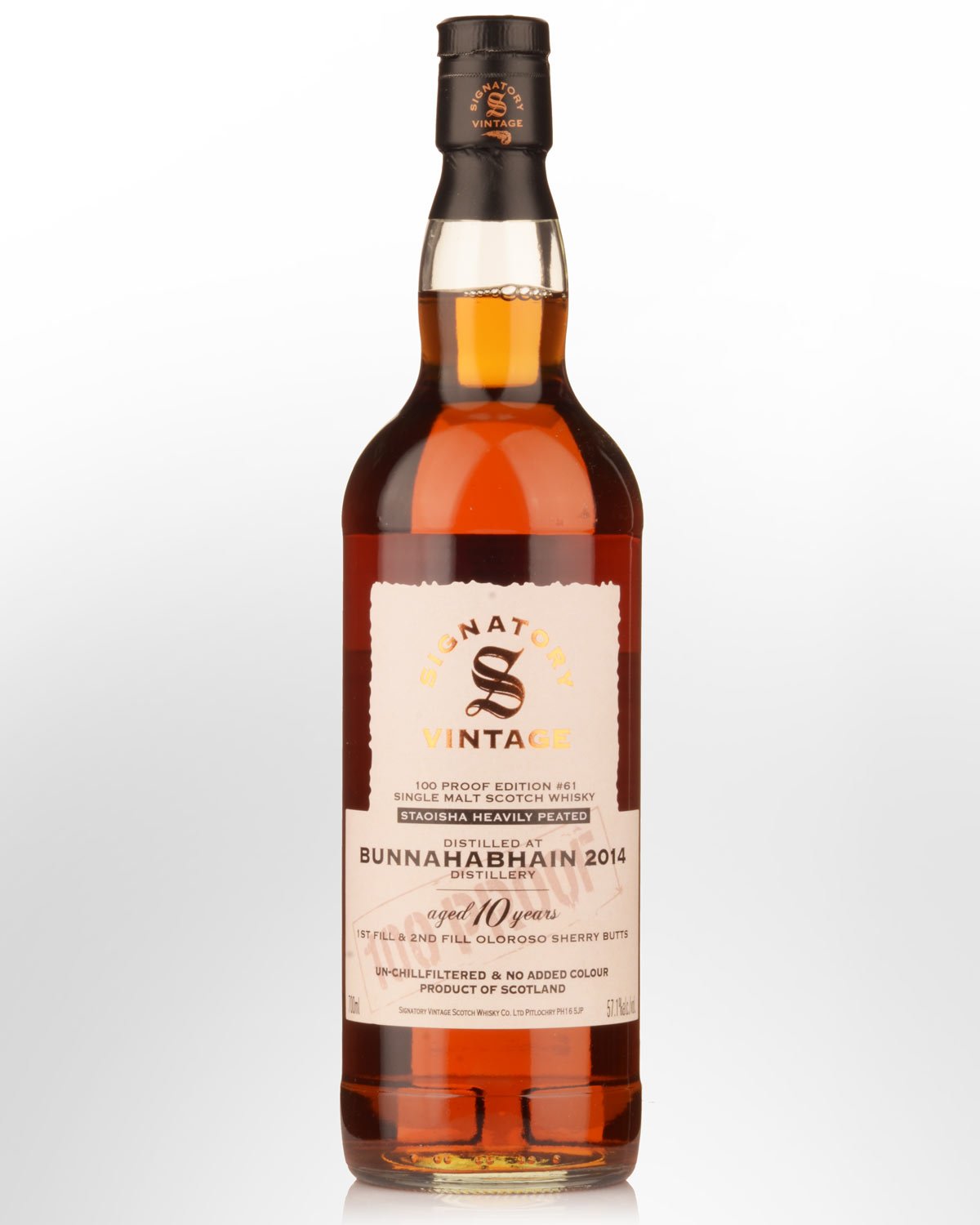 2014 Signatory Vintage Bunnahabhain Staoisha 10 Year Old 100 Proof Edition #61 Single Malt Scotch Whisky (700ml)