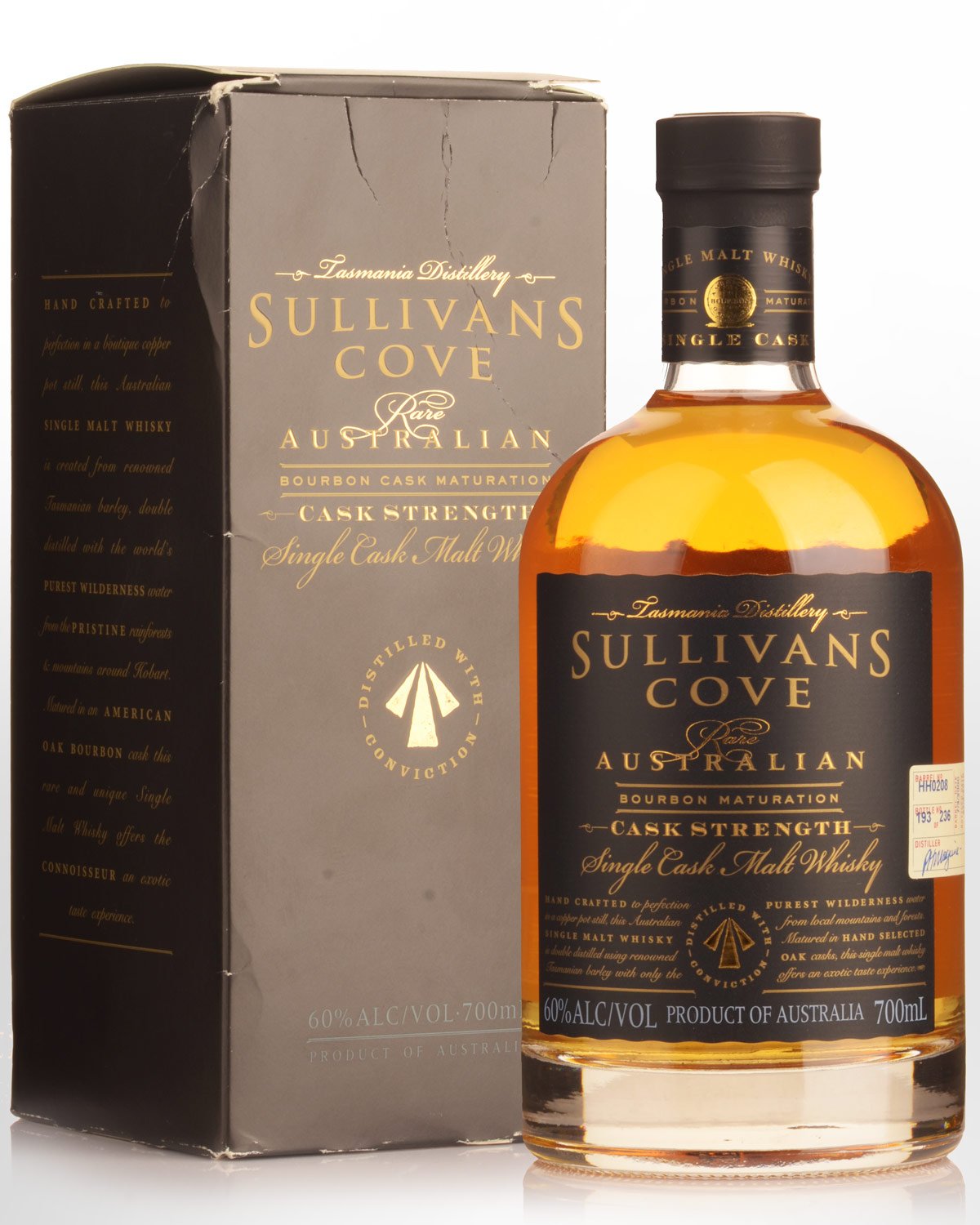 Sullivans Cove Single Cask HH0208 Bourbon Cask Matured Cask Strength Single Malt Australian Whisky (700ml)