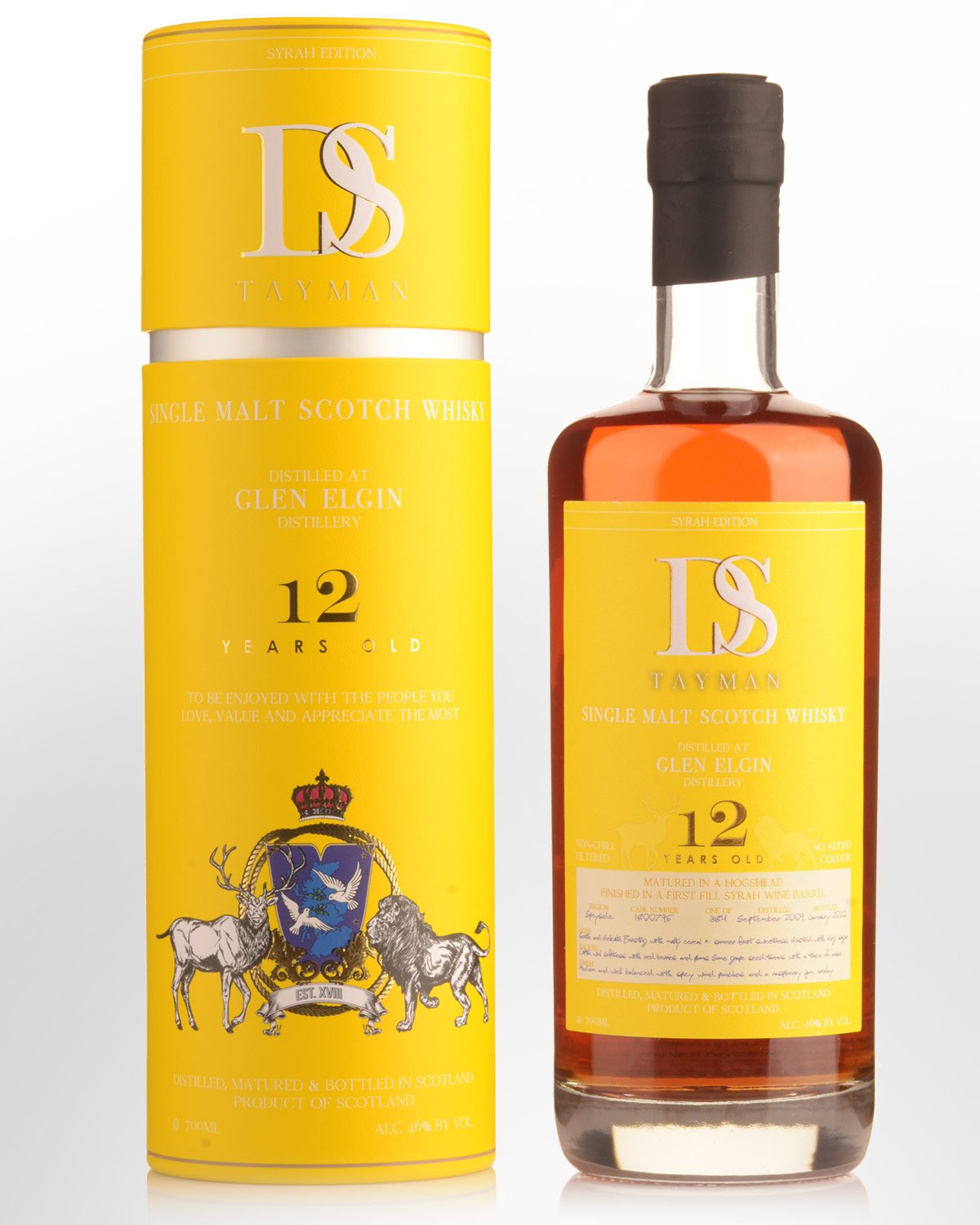 DS Tayman Glen Elgin 12 Year Old Syrah Edition Single Malt Scotch Whisky (700ml)