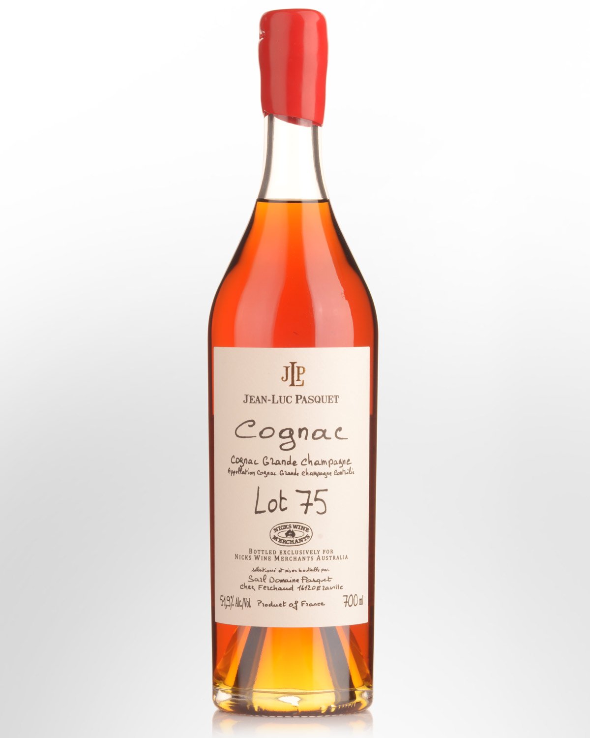 Jean Luc Pasquet Lot 75 Nicks Wine Merchants Australian Exclusive Cask Strength Grande Champagne Cognac (700ml)