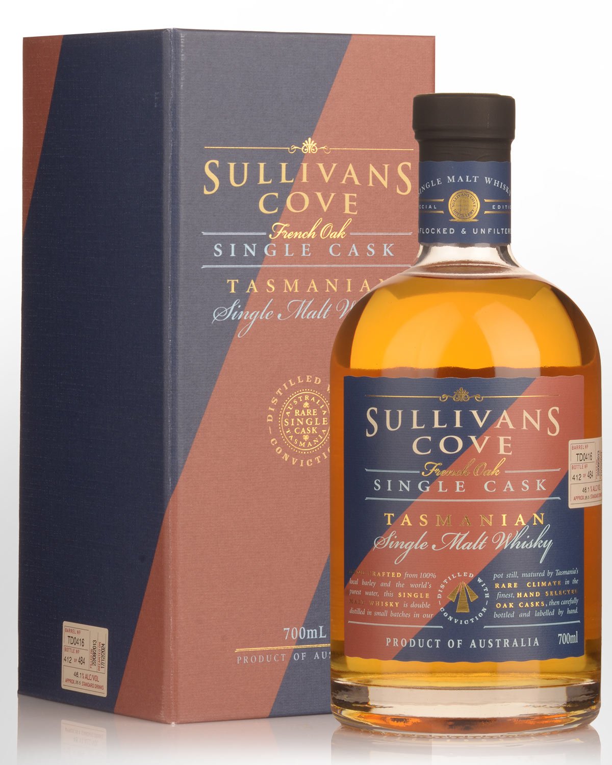 Sullivans Cove Single Cask TD0416 French Oak Second Fill Single Malt Australian Whisky (700ml)