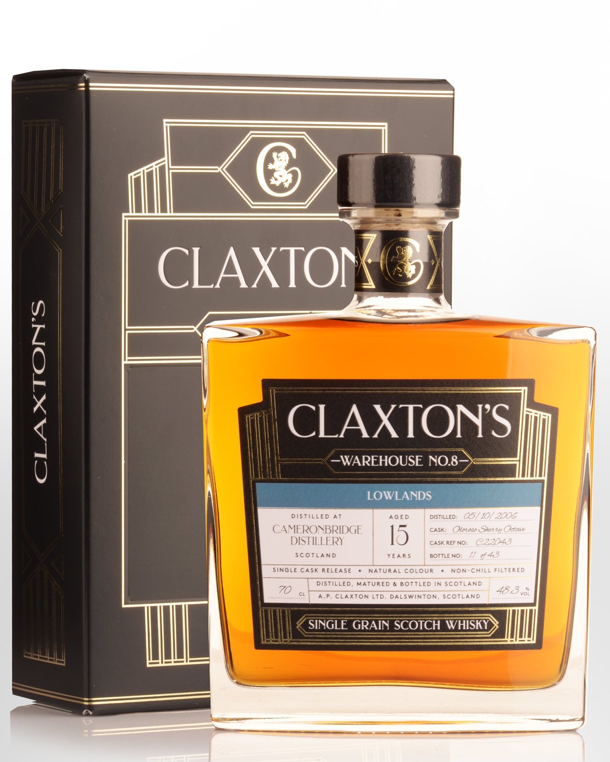 2006 Claxton's Warehouse No.8 Cameronbridge 15 Year Old Cask Strength Single Grain Scotch Whisky (700ml)